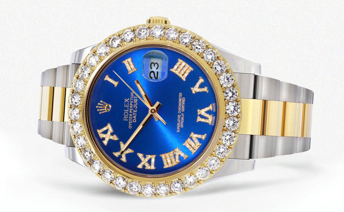 Rolex Datejust II Watch | 41 MM | 18K Yellow Gold & Stainless Steel | Custom Blue Roman Dial | Oyster Band - Image 2