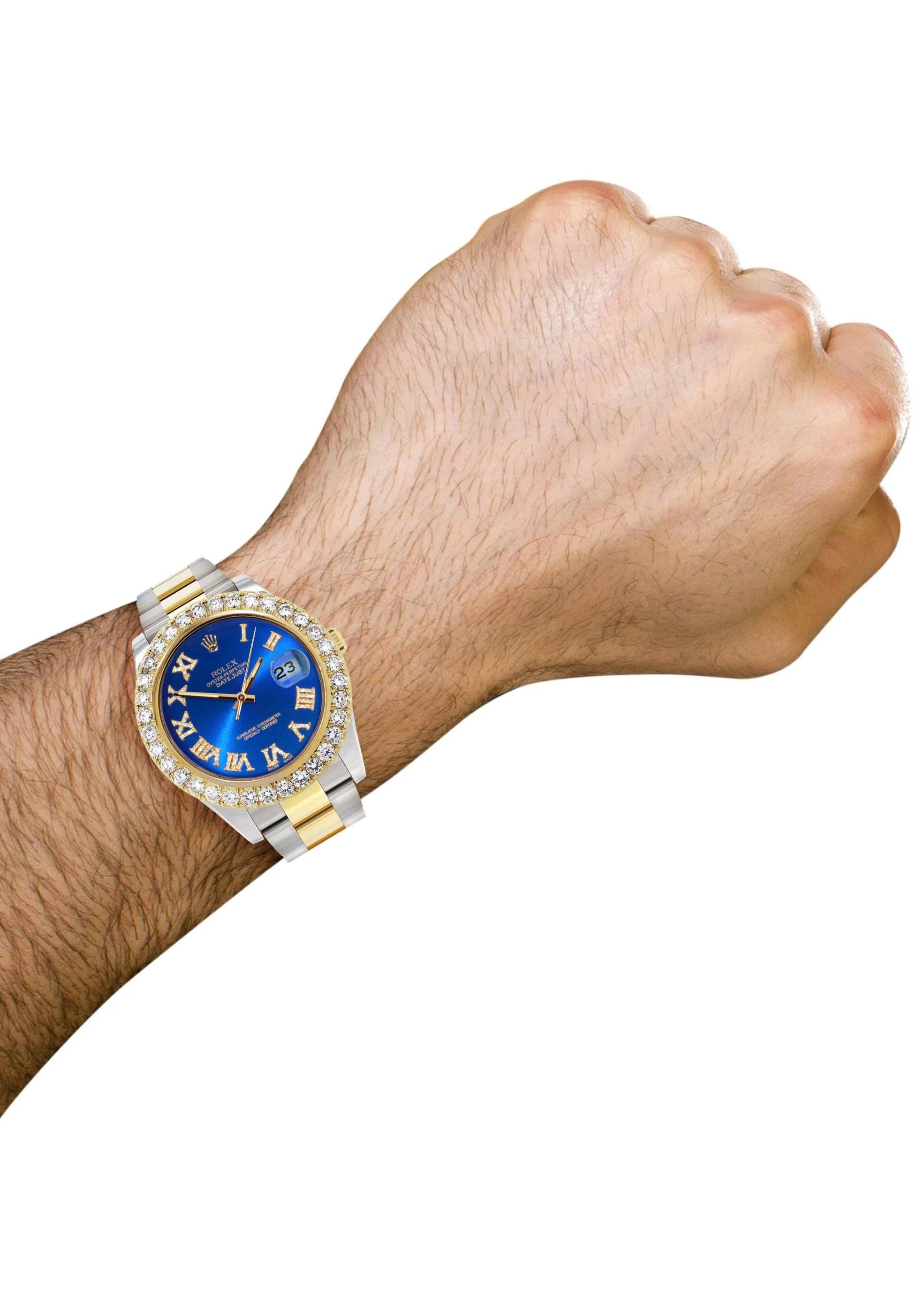 Rolex Datejust II Watch | 41 MM | 18K Yellow Gold & Stainless Steel | Custom Blue Roman Dial | Oyster Band - Image 3