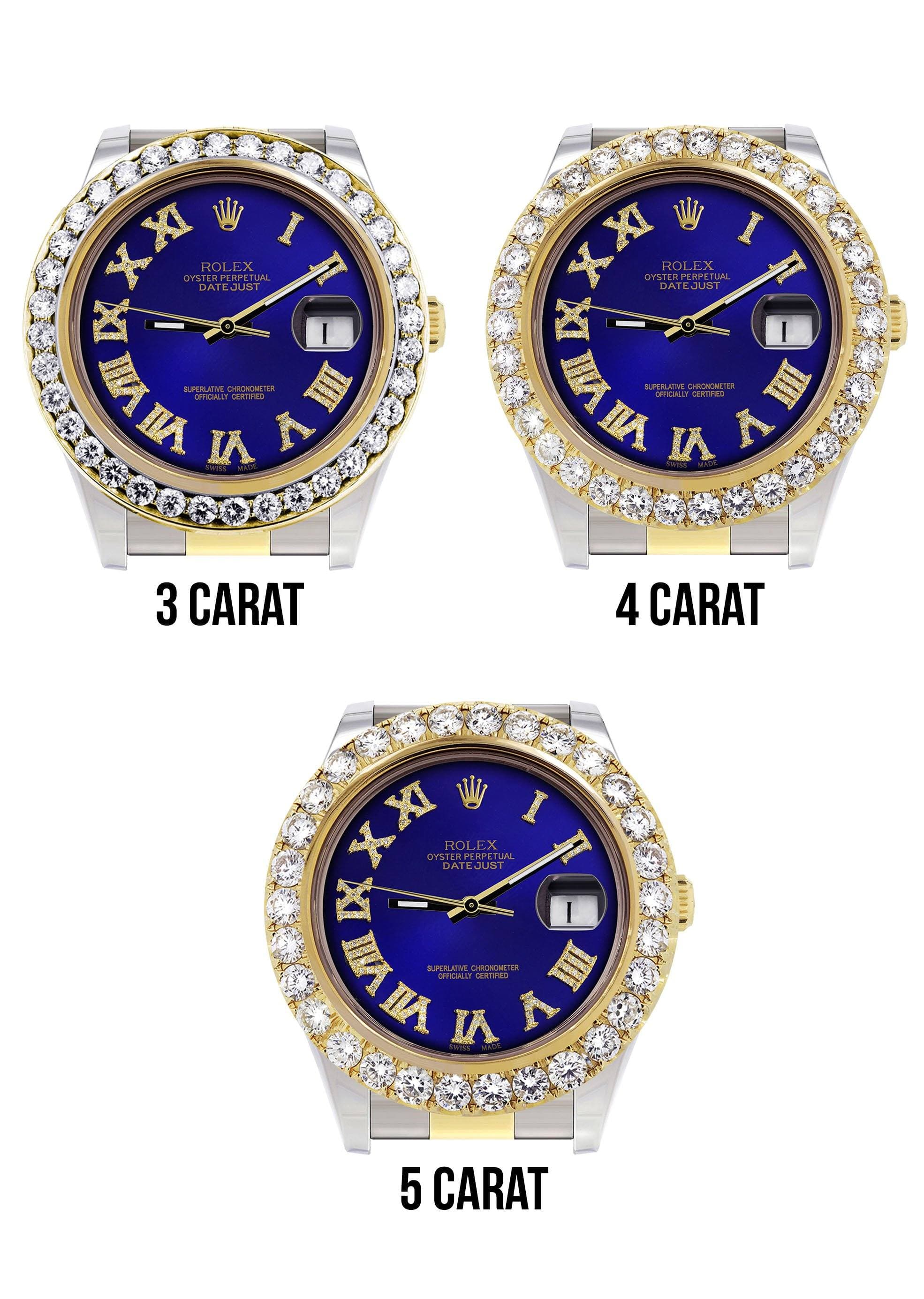 Rolex Datejust II Watch | 41 MM | 18K Yellow Gold & Stainless Steel | Custom Blue Roman Dial | Oyster Band - Image 4