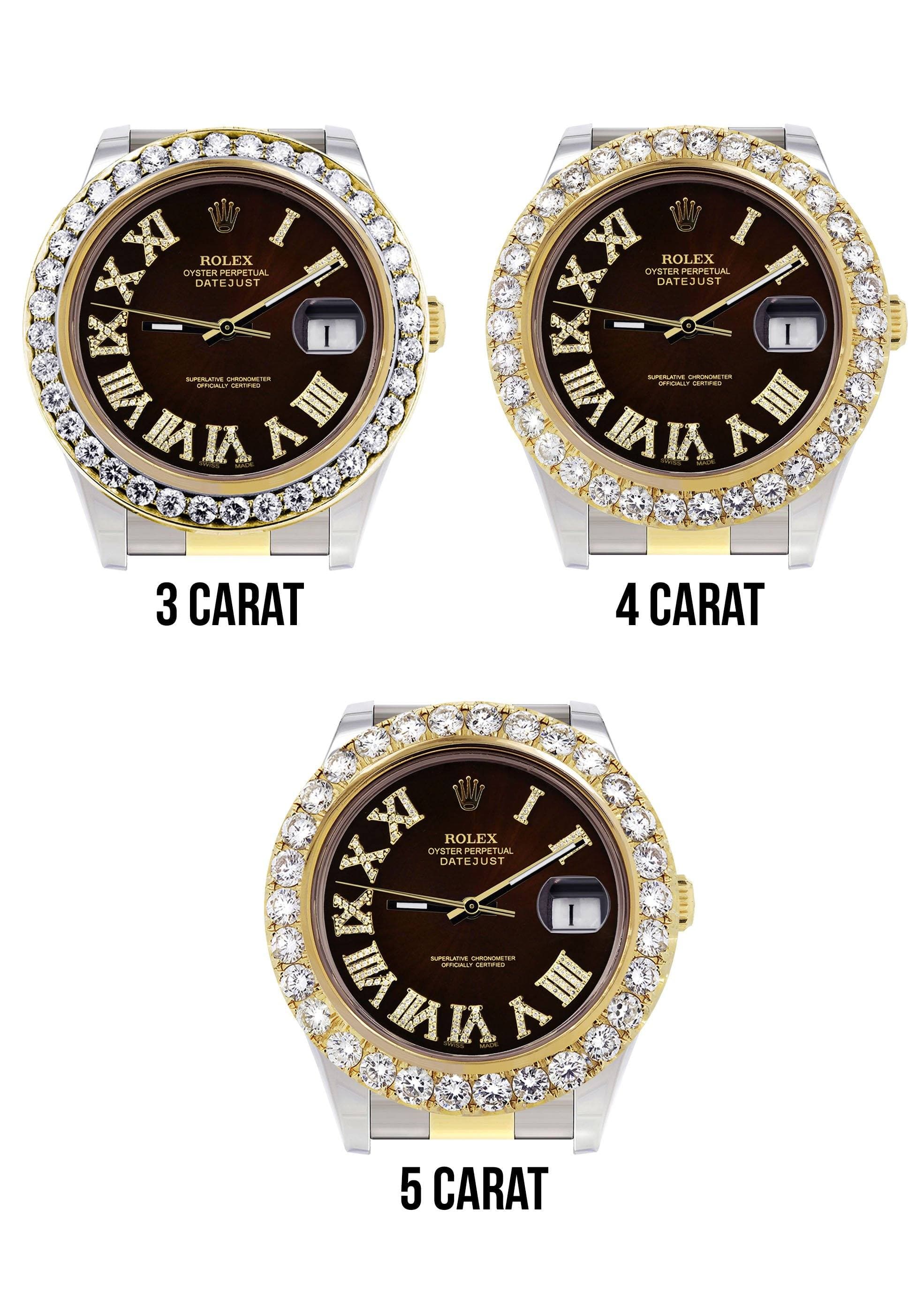 Rolex Datejust II Watch | 41 MM | 18K Yellow Gold & Stainless Steel | Custom Chocolate Roman Dial | Oyster Band - Image 4