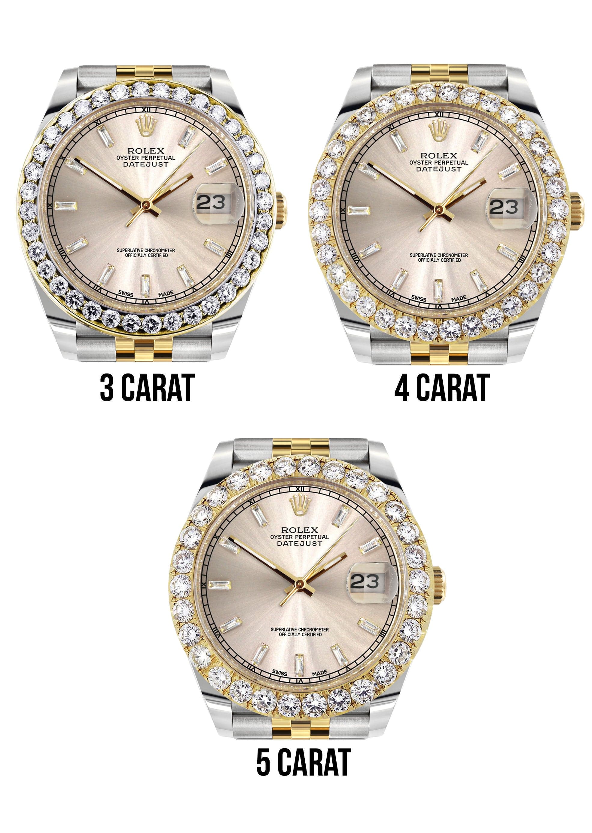 Rolex Datejust 41 Watch | 41 MM | 18K Yellow Gold & Stainless Steel | Custom Crème Baguette Diamond Dial | Jubilee Band - Image 6