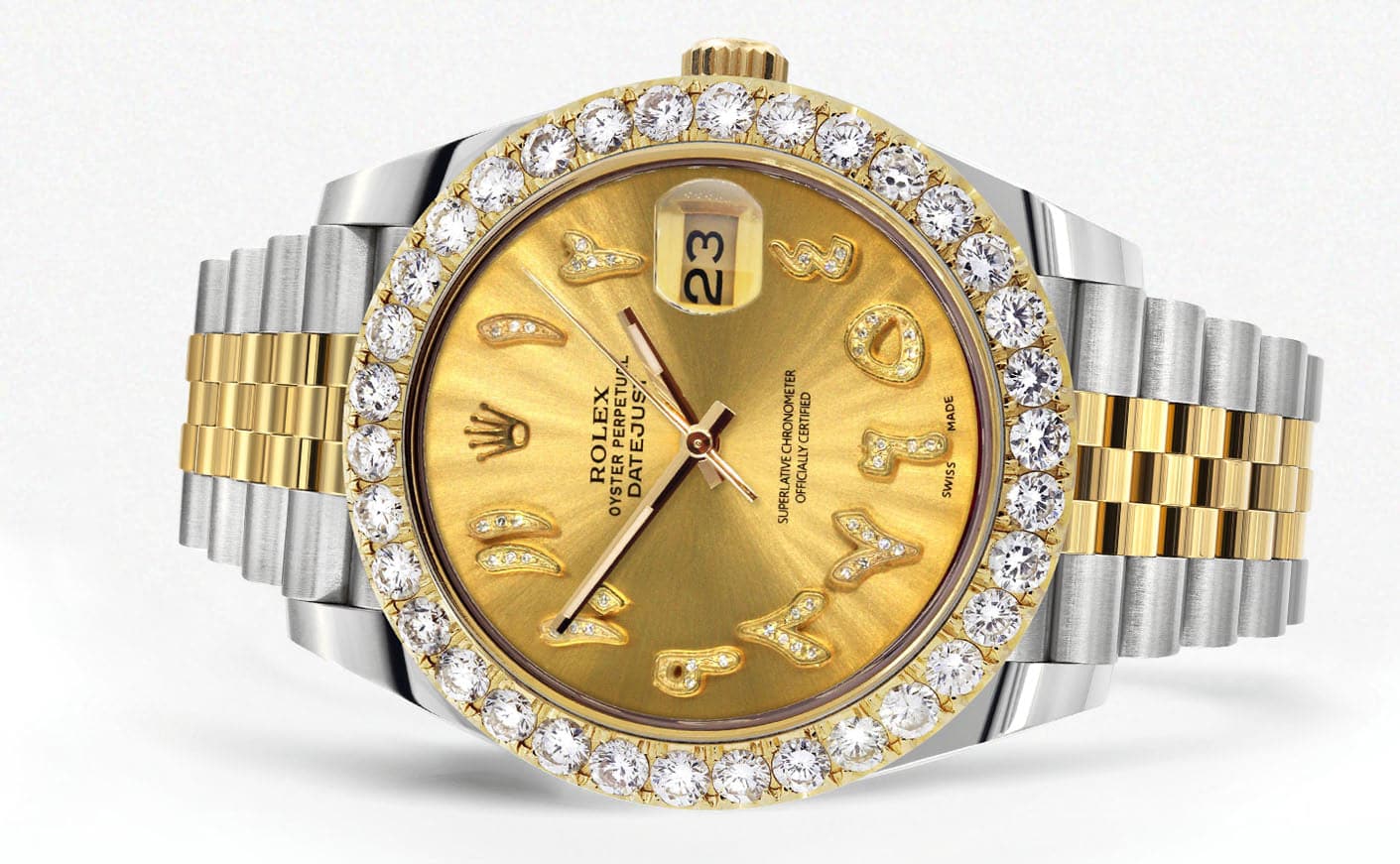 Rolex Datejust 41 Watch | 41 MM | 18K Yellow Gold & Stainless Steel | Custom Gold Arabic Dial | Jubilee Band - Image 2