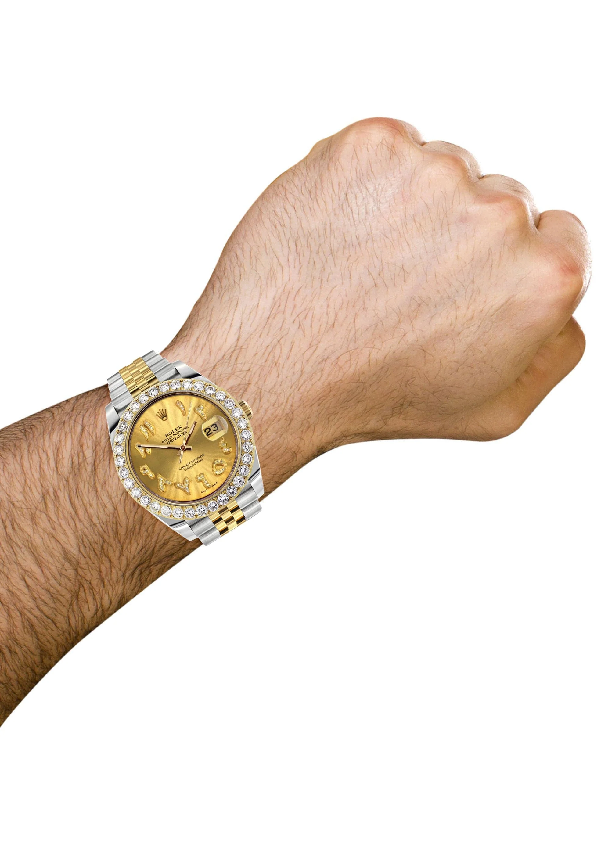 Rolex Datejust 41 Watch | 41 MM | 18K Yellow Gold & Stainless Steel | Custom Gold Arabic Dial | Jubilee Band - Image 3