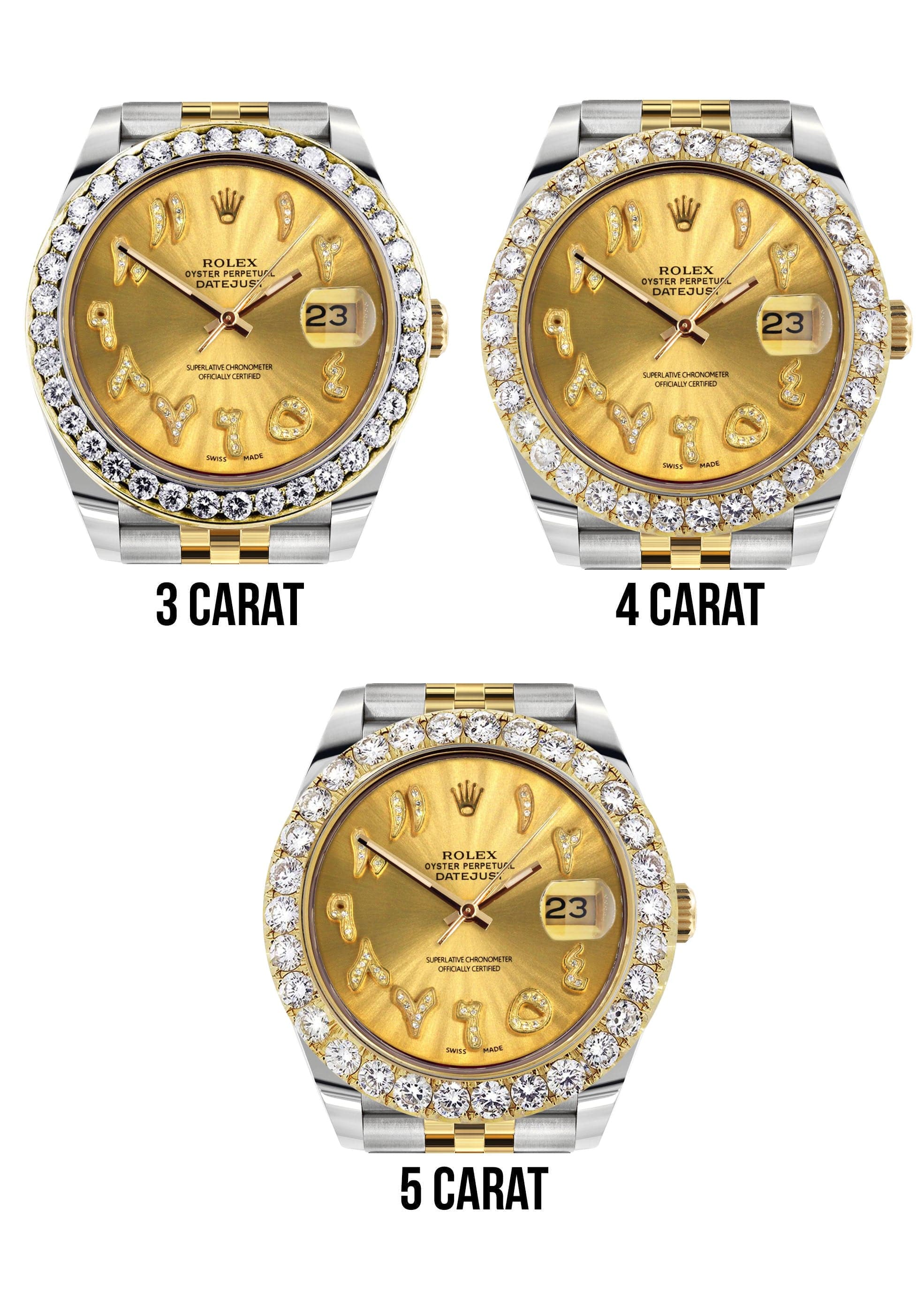 Rolex Datejust 41 Watch | 41 MM | 18K Yellow Gold & Stainless Steel | Custom Gold Arabic Dial | Jubilee Band - Image 4