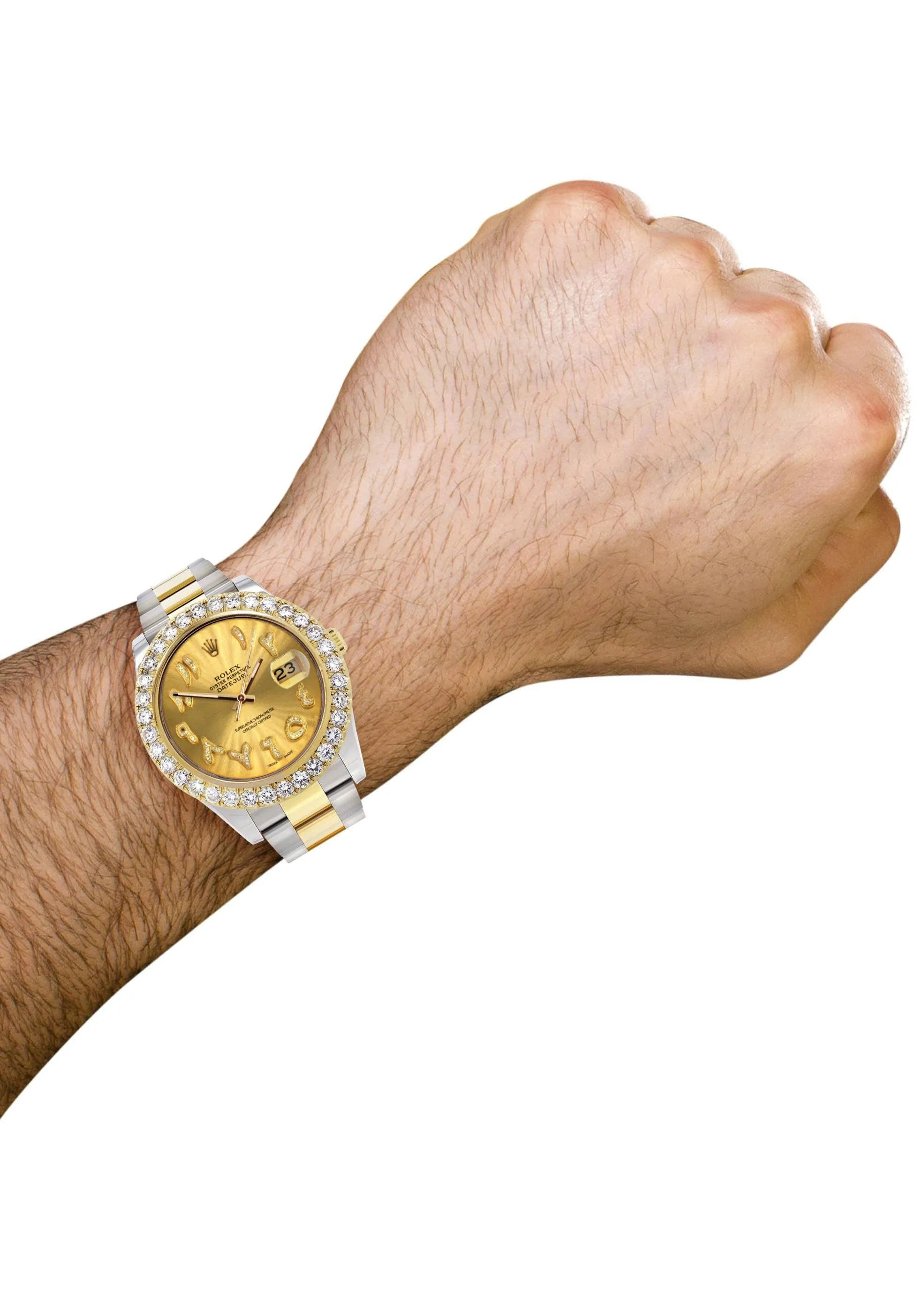 Rolex Datejust II Watch | 41 MM | 18K Yellow Gold & Stainless Steel | Custom Gold Arabic Dial | Oyster Band - Image 3