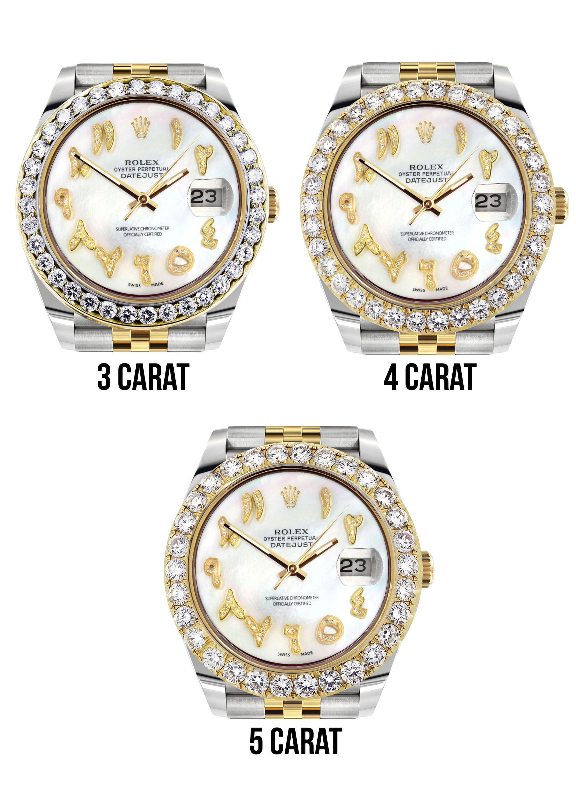 Rolex Datejust 41 Watch | 41 MM | 18K Yellow Gold & Stainless Steel | Custom Mother of Pearl Arabic Dial | Jubilee Band - Image 4