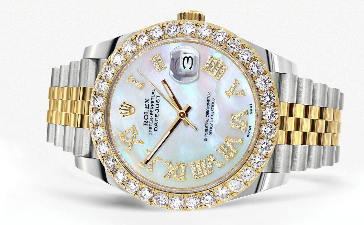 Rolex Datejust 41 Watch | 41 MM | 18K Yellow Gold & Stainless Steel | Custom Mother of Pearl Roman Dial | Jubilee Band - Image 2