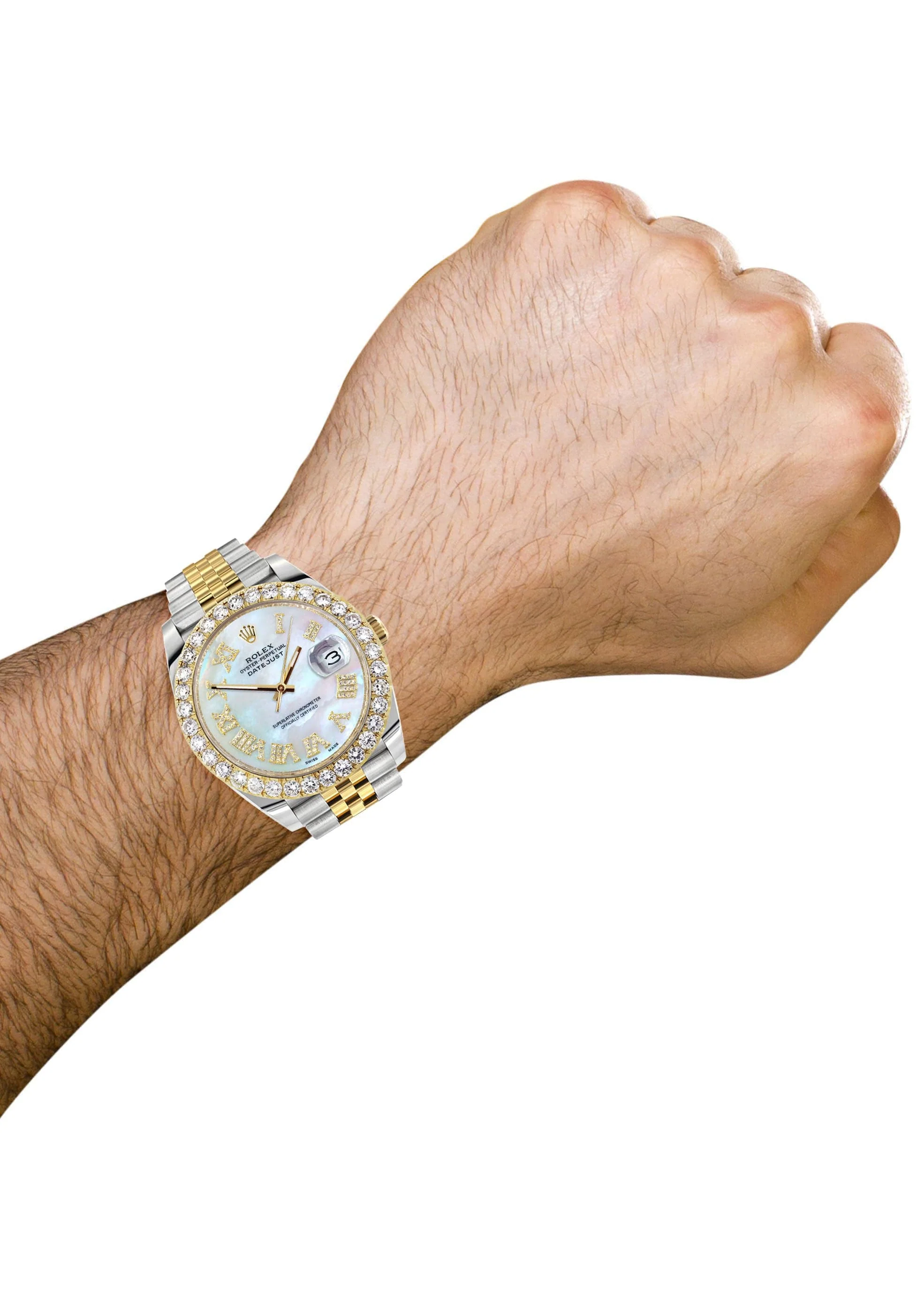 Rolex Datejust 41 Watch | 41 MM | 18K Yellow Gold & Stainless Steel | Custom Mother of Pearl Roman Dial | Jubilee Band - Image 3