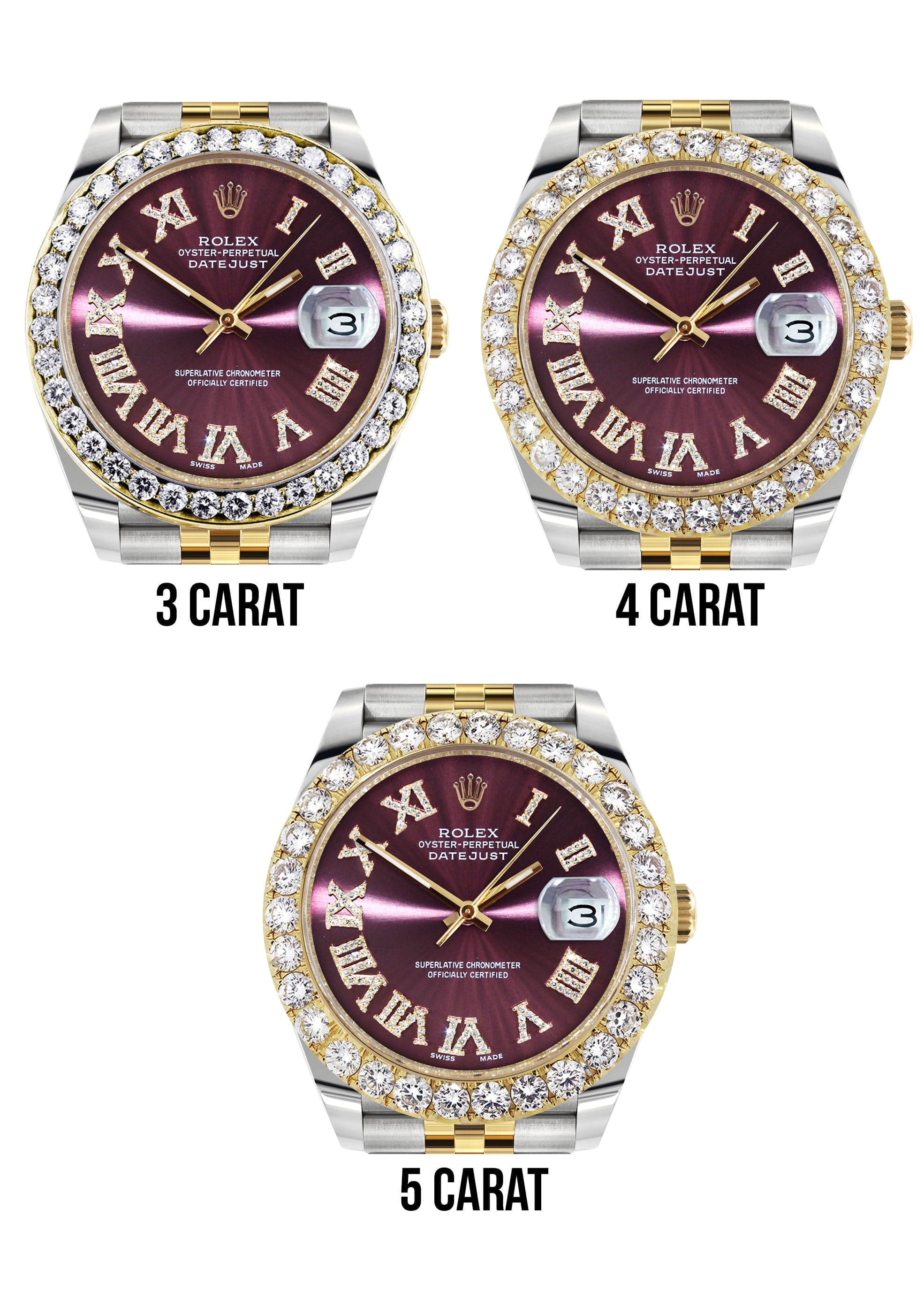Rolex Datejust 41 Watch | 41 MM | 18K Yellow Gold & Stainless Steel | Custom Purple Roman Dial | Jubilee Band - Image 4