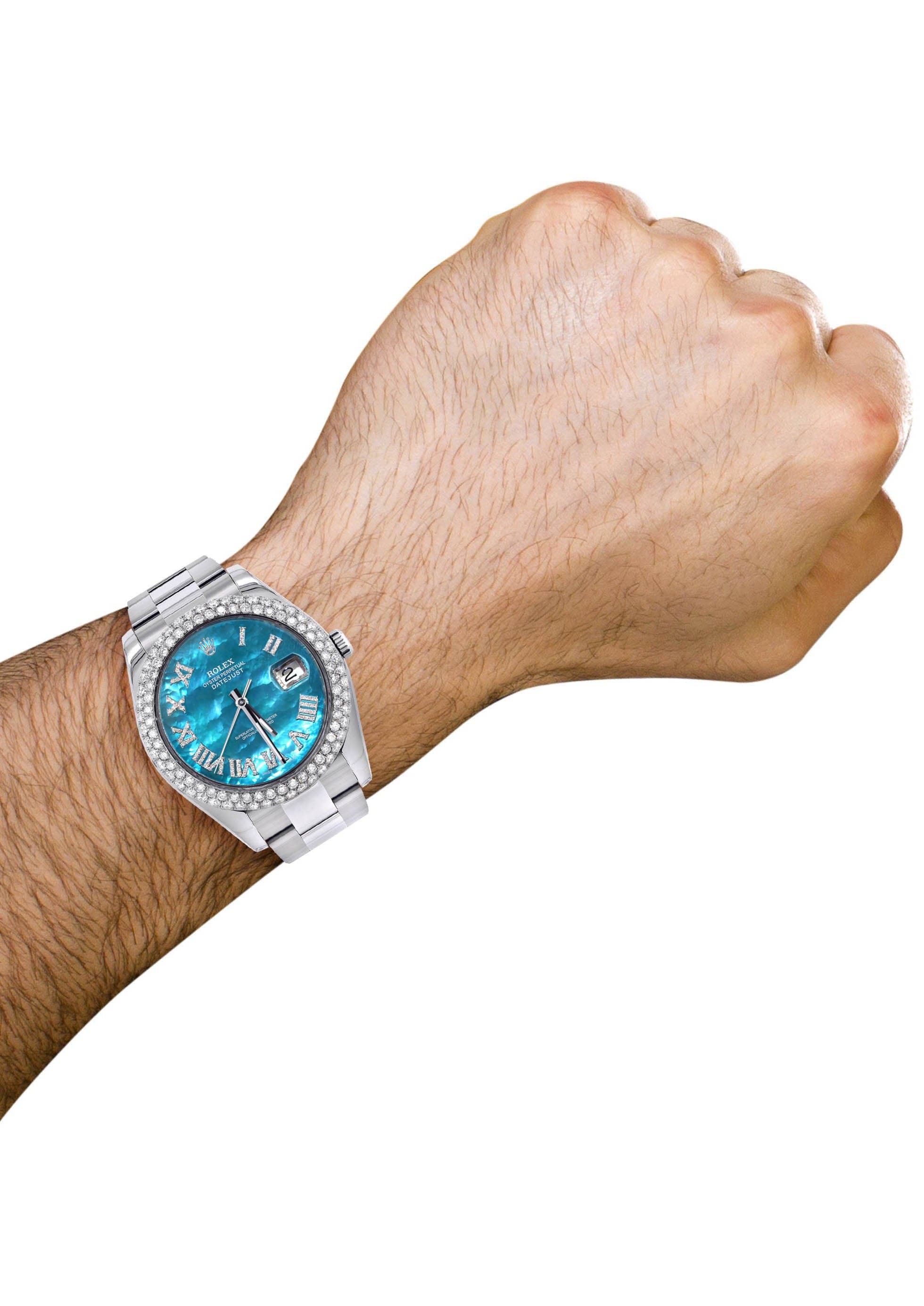 Rolex Datejust II Watch | 41 MM | Aquamarine Mother of Pearl Dial | Two Row | Oyster Band - Image 3