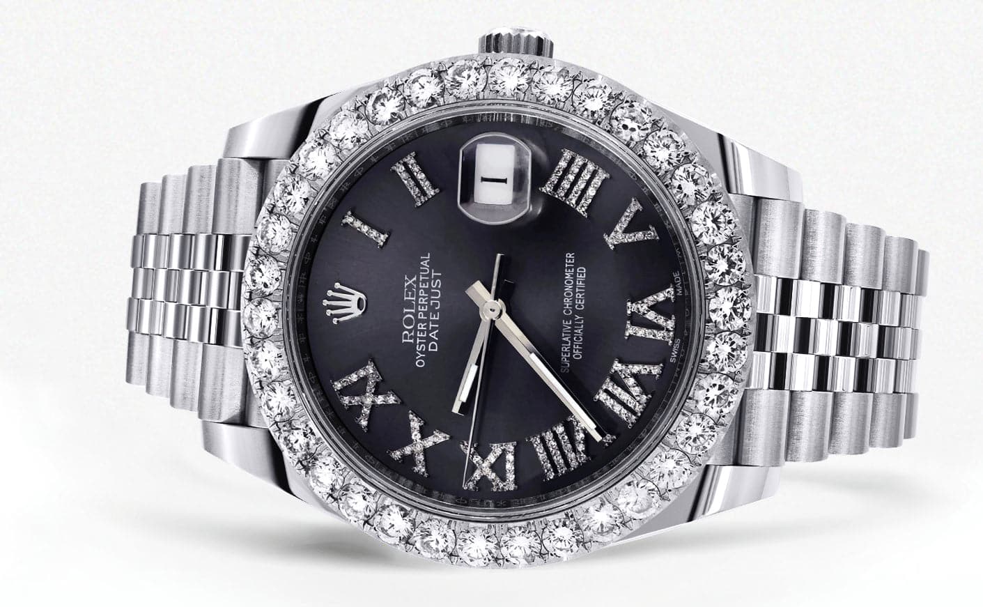 Rolex Datejust 41 Watch | 41 MM | Custom Black Graphite Roman Diamond Dial | Jubilee Band - Image 2