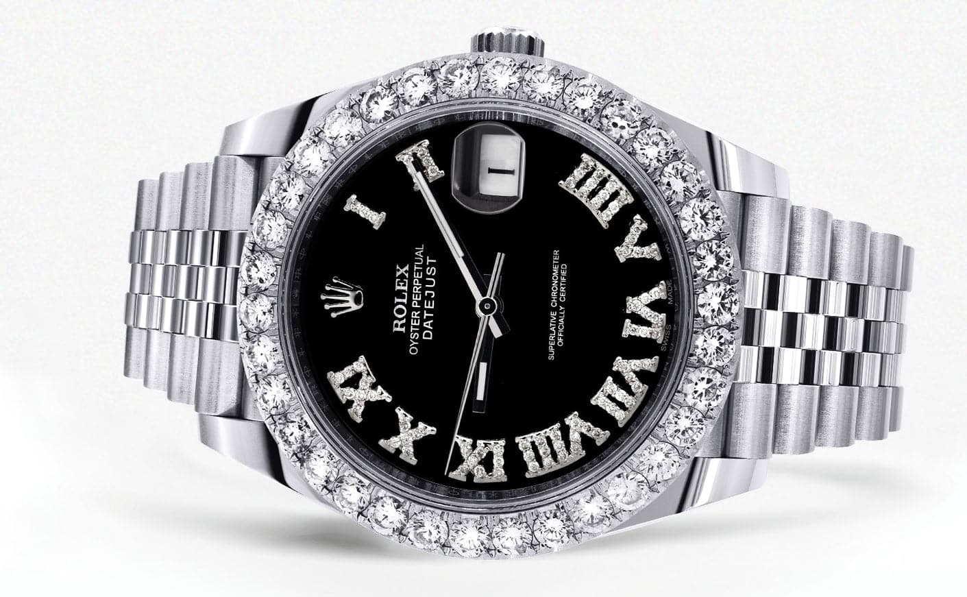 Rolex Datejust 41 Watch | 41 MM | Custom Black Roman Diamond Dial | Jubilee Band - Image 2