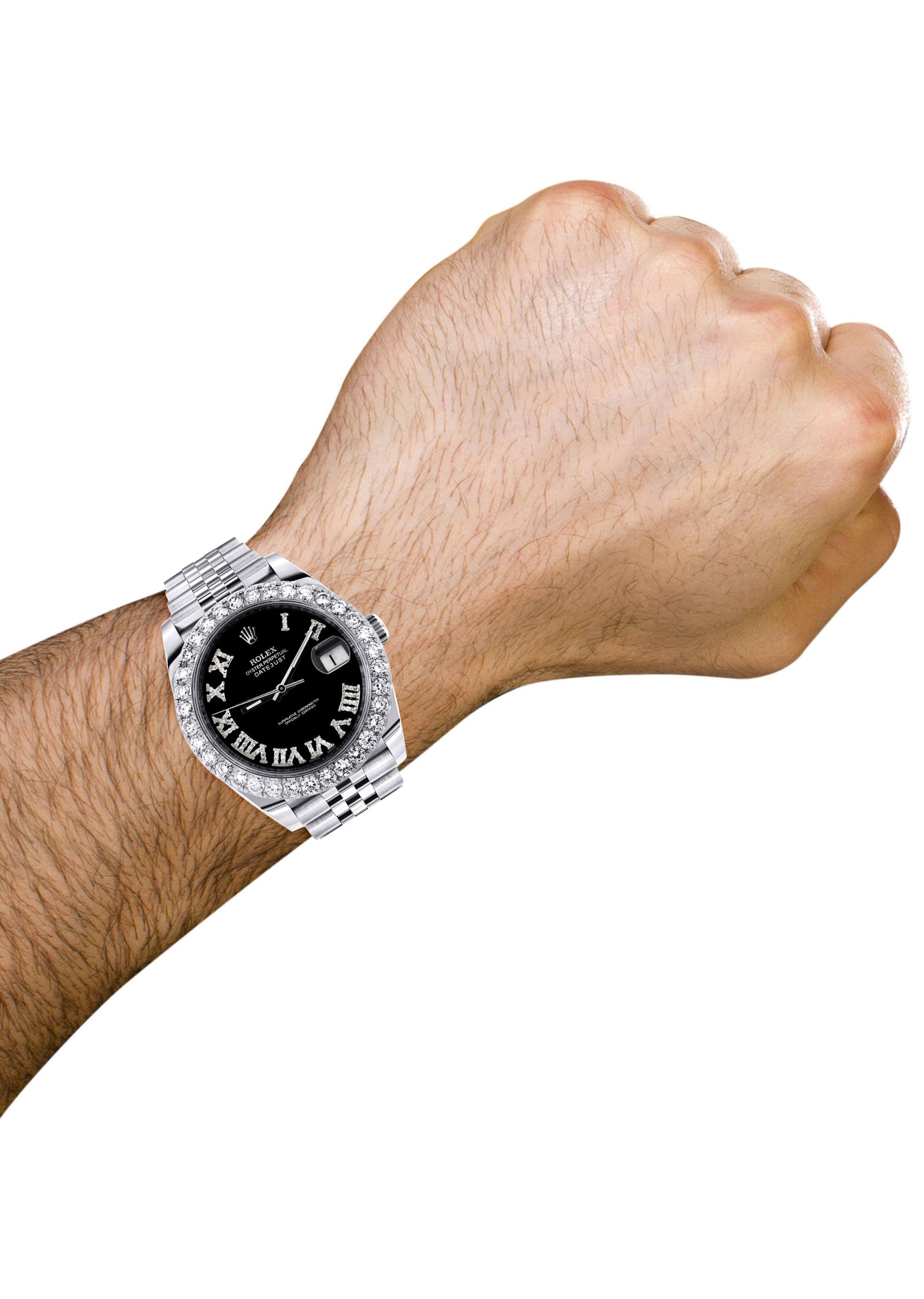 Rolex Datejust 41 Watch | 41 MM | Custom Black Roman Diamond Dial | Jubilee Band - Image 3