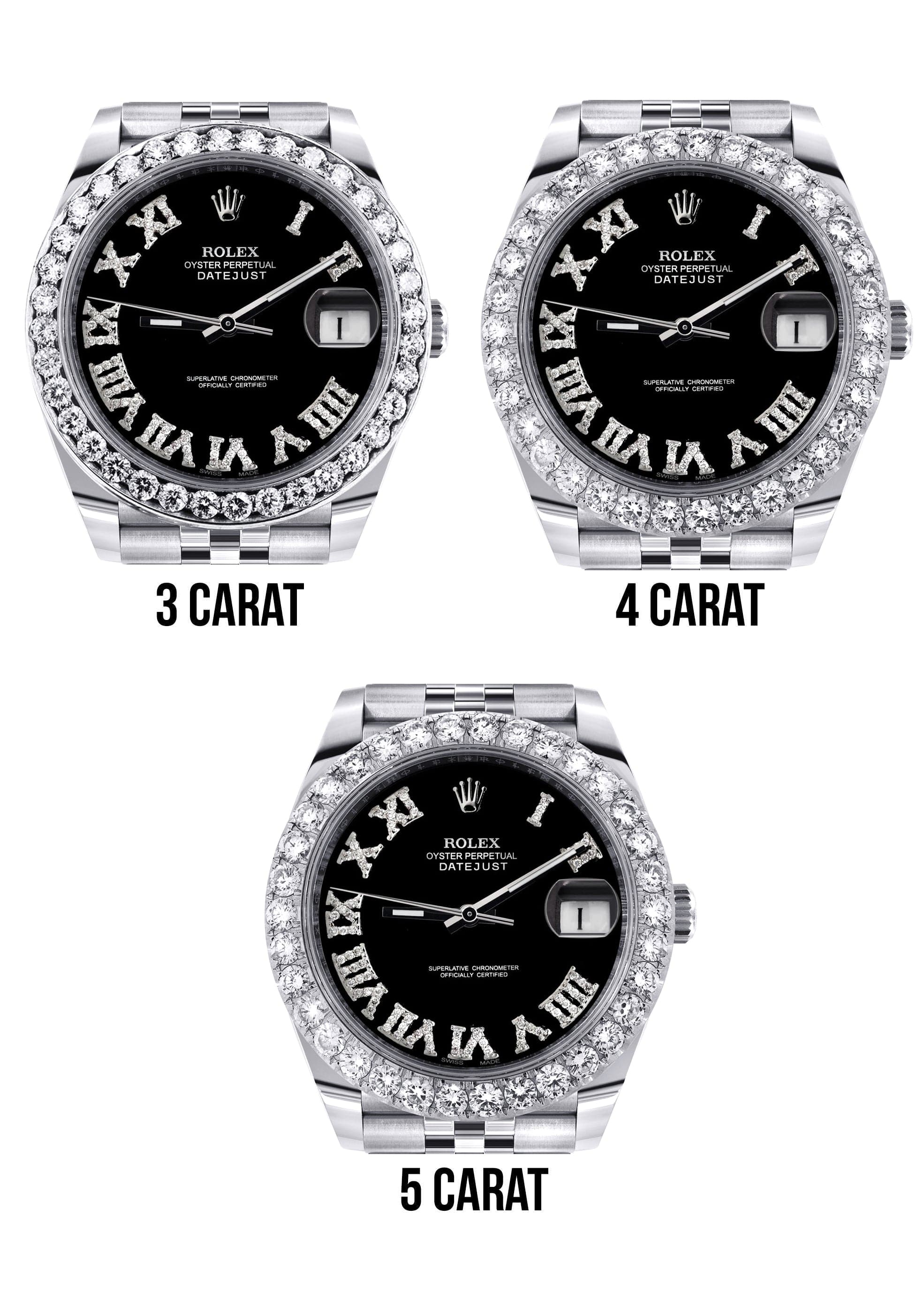 Rolex Datejust 41 Watch | 41 MM | Custom Black Roman Diamond Dial | Jubilee Band - Image 4