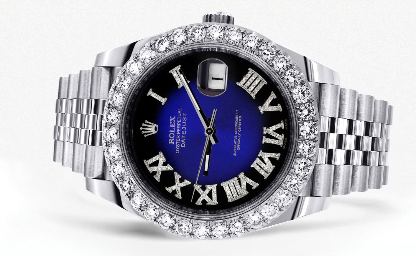 Rolex Datejust 41 Watch | 41 MM | Custom Blue Black Roman Diamond Dial | Jubilee Band - Image 2