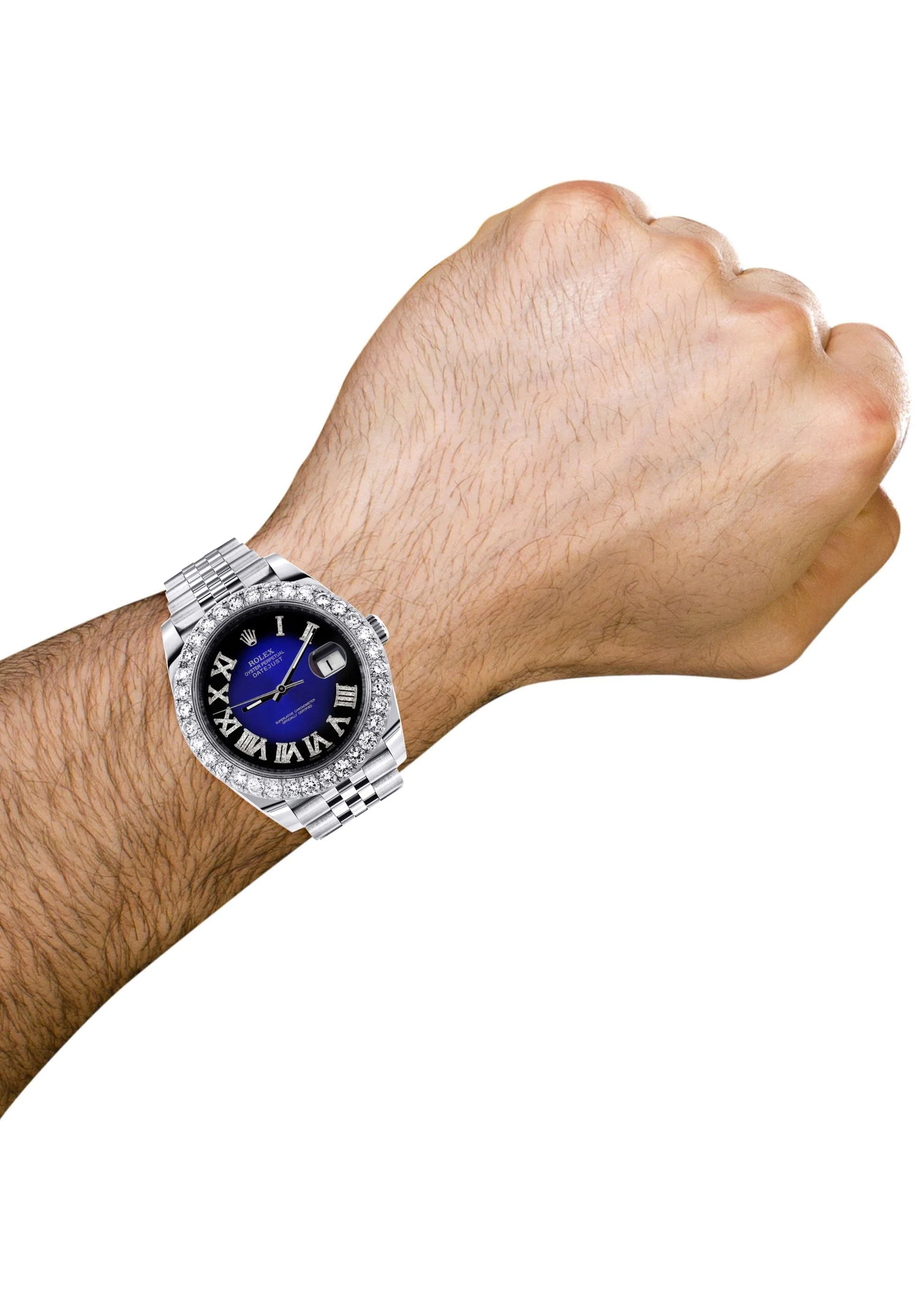 Rolex Datejust 41 Watch | 41 MM | Custom Blue Black Roman Diamond Dial | Jubilee Band - Image 3