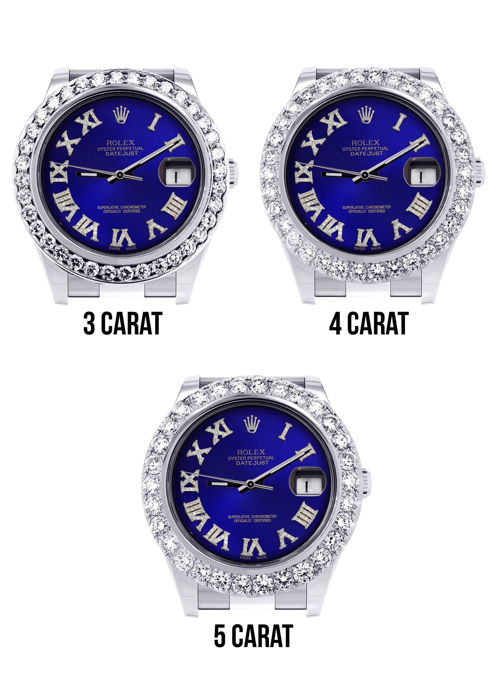 Rolex Datejust II Watch | 41 MM | Custom Blue Roman Dial | Oyster Band - Image 4