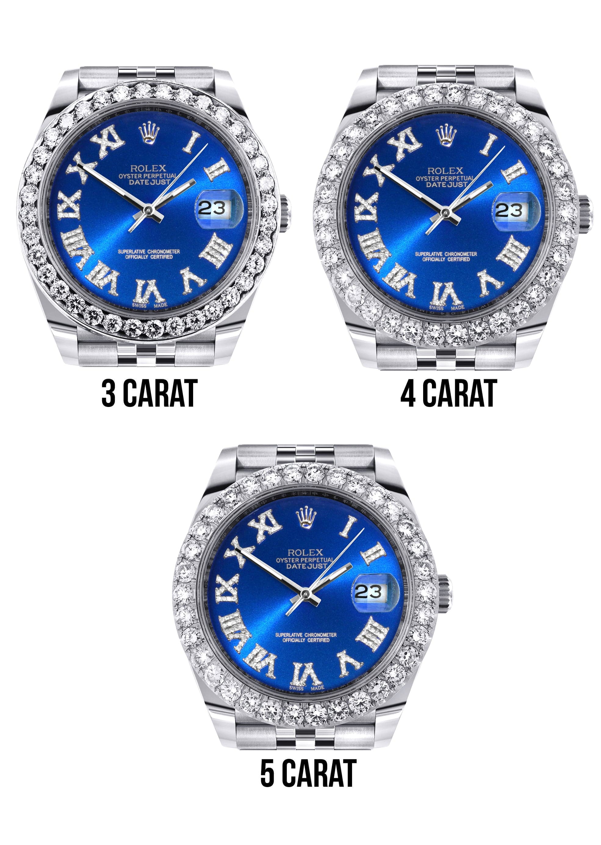 Rolex Datejust 41 Watch | 41 MM | Custom Blue Roman Diamond Dial | Jubilee Band - Image 4