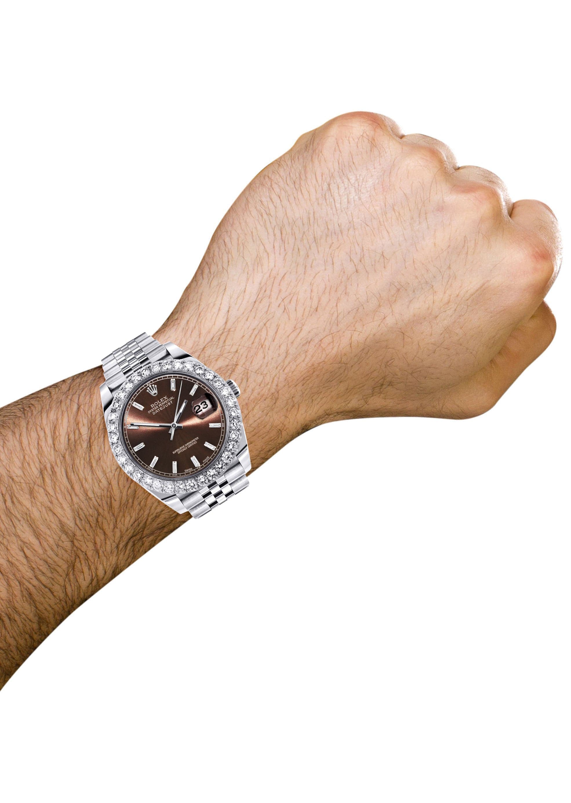 Rolex Datejust 41 Watch | 41 MM | Custom Brown Baguette Diamond Dial | Jubilee Band - Image 3