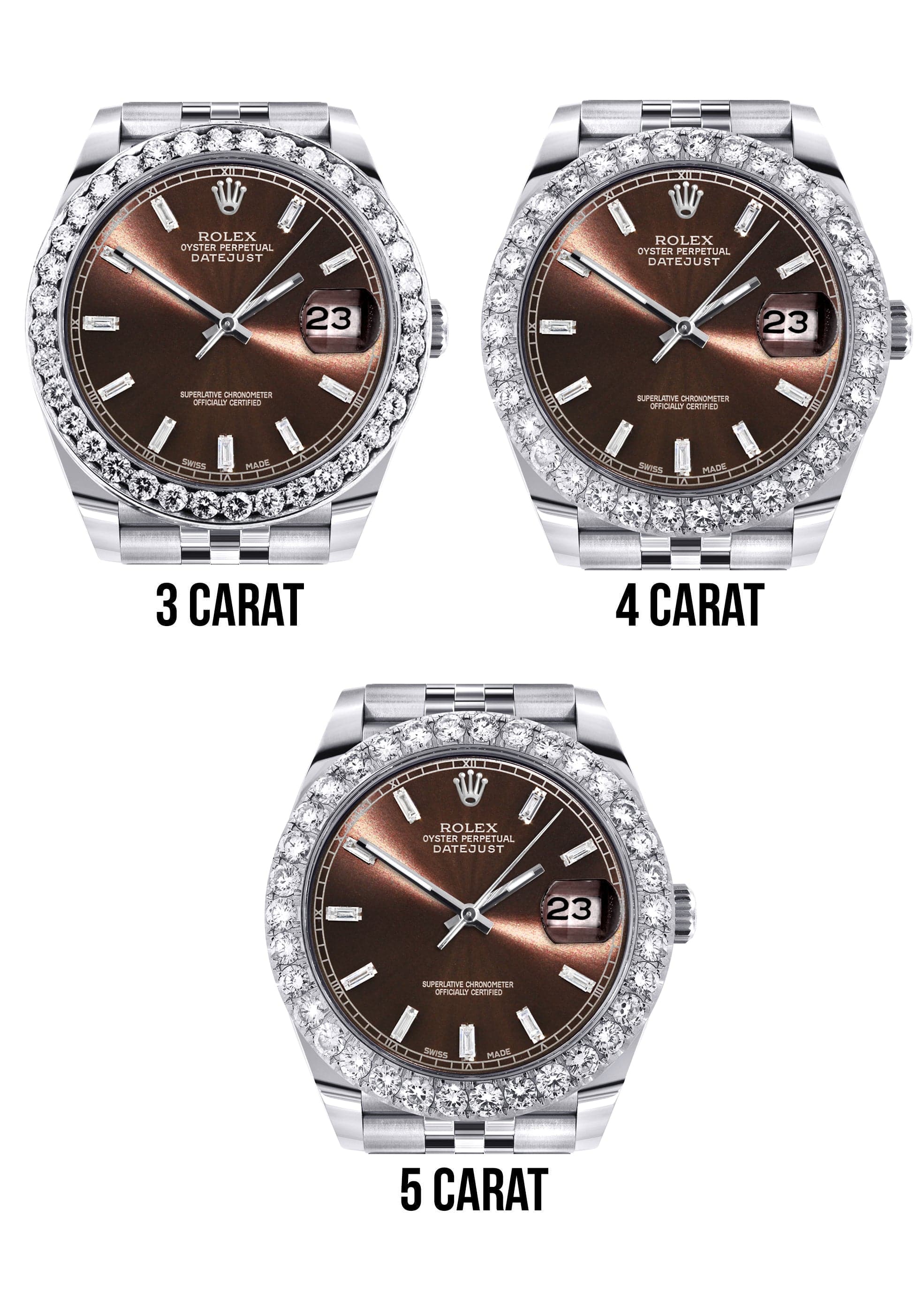 Rolex Datejust 41 Watch | 41 MM | Custom Brown Baguette Diamond Dial | Jubilee Band - Image 4