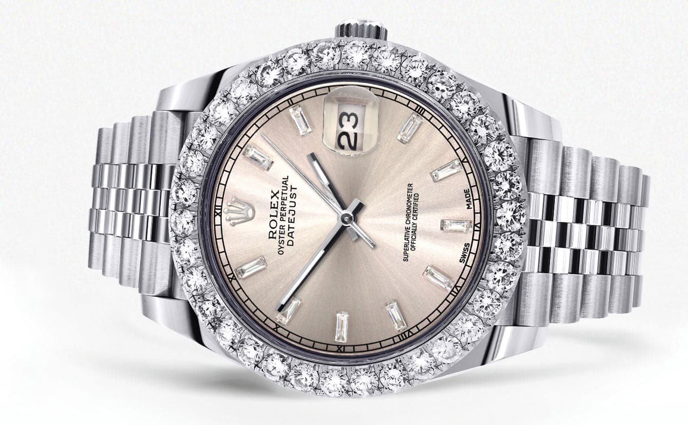 Rolex Datejust 41 Watch | 41 MM | Custom Crème Baguette Diamond Dial | Jubilee Band - Image 2