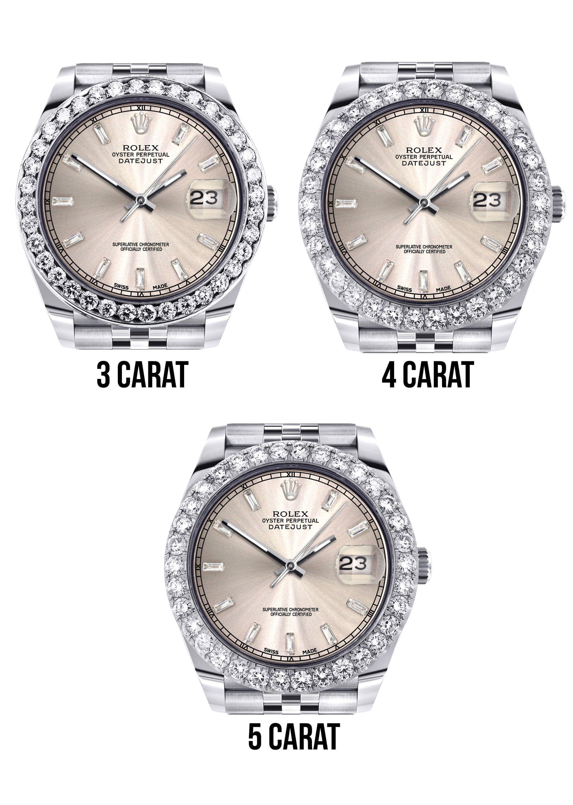 Rolex Datejust 41 Watch | 41 MM | Custom Crème Baguette Diamond Dial | Jubilee Band - Image 4