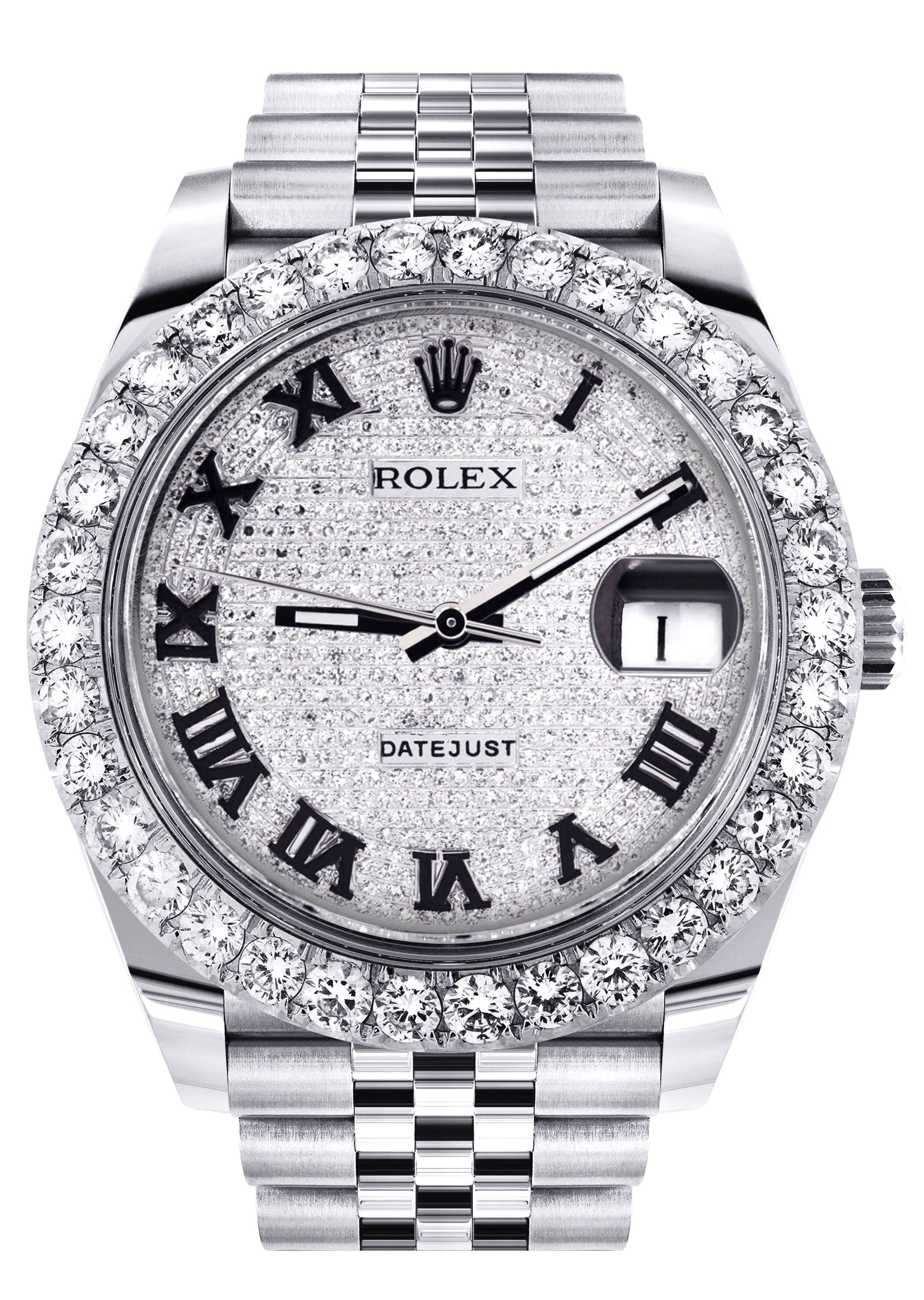 Rolex Datejust 41 Watch | 41 MM | Custom Full Roman Diamond Dial | Jubilee Band