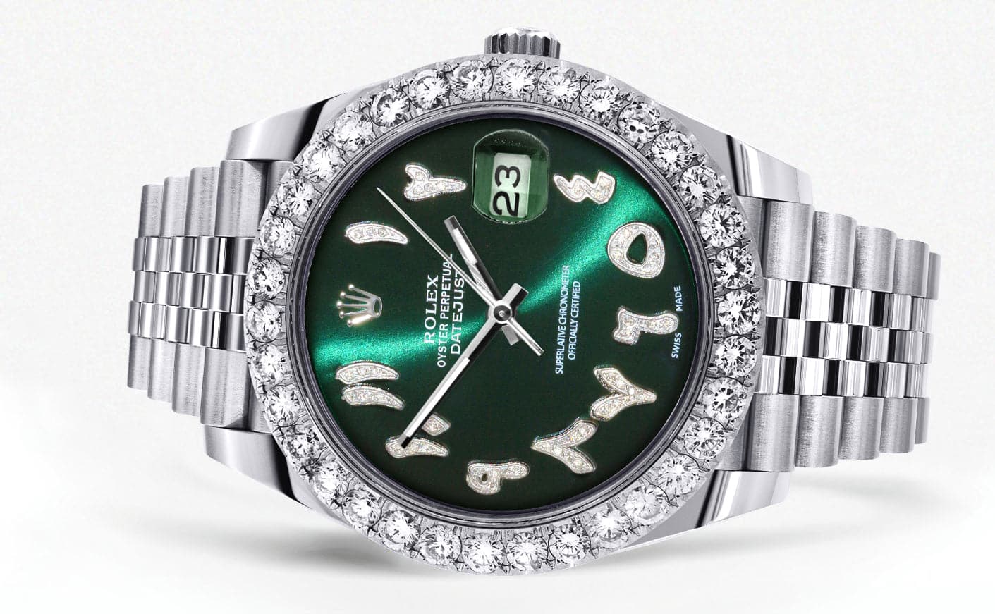 Rolex Datejust 41 Watch | 41 MM | Custom Green Arabic Diamond Dial | Jubilee Band - Image 2