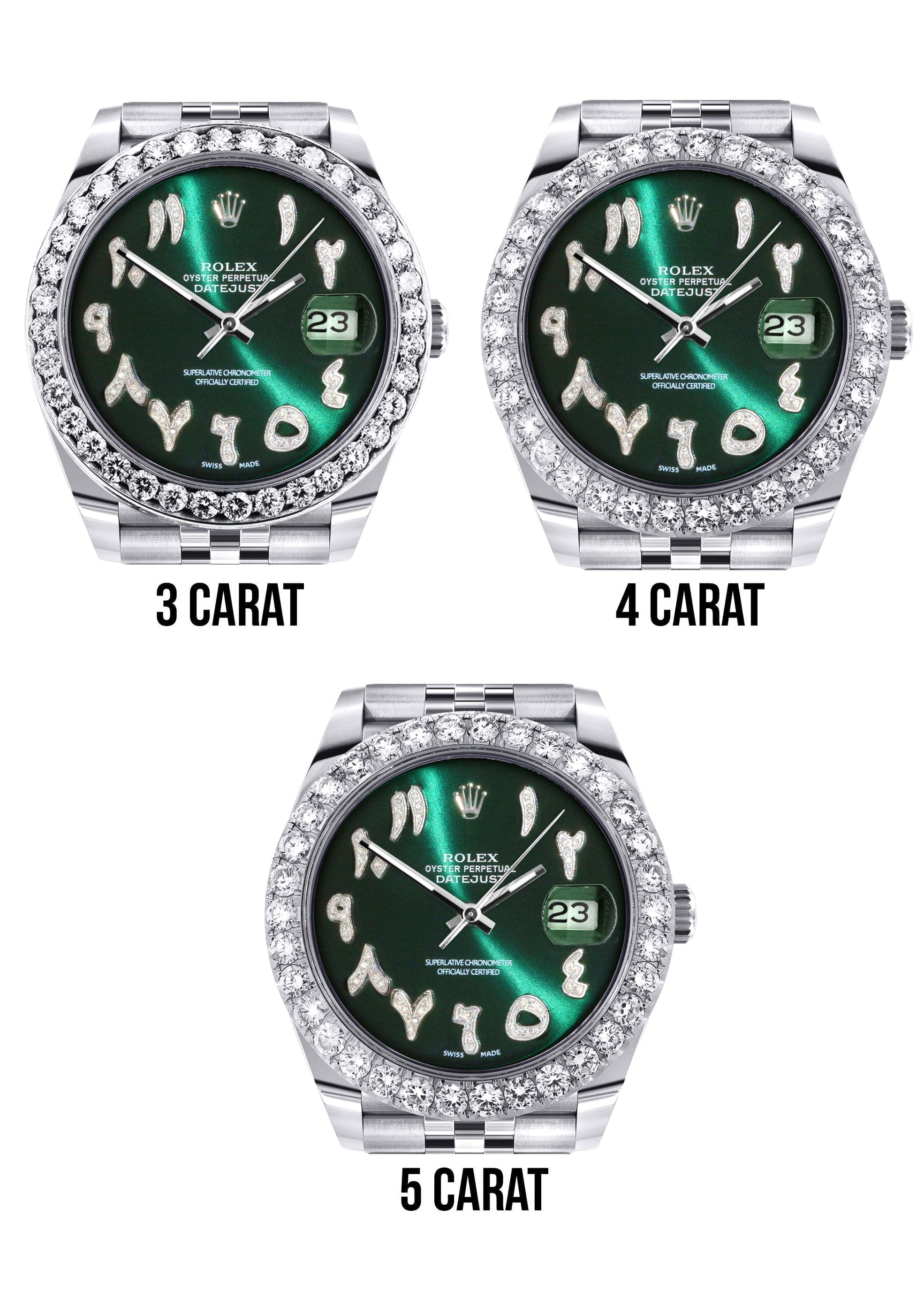 Rolex Datejust 41 Watch | 41 MM | Custom Green Arabic Diamond Dial | Jubilee Band - Image 6