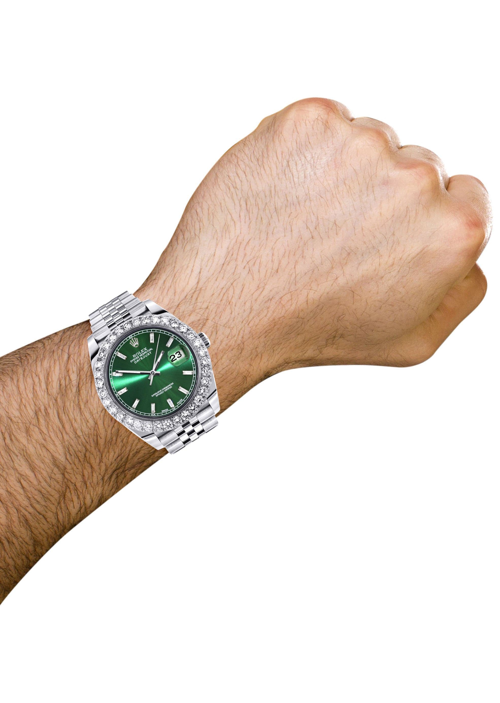 Rolex Datejust 41 Watch | 41 MM | Custom Green Baguette Diamond Dial | Jubilee Band - Image 3