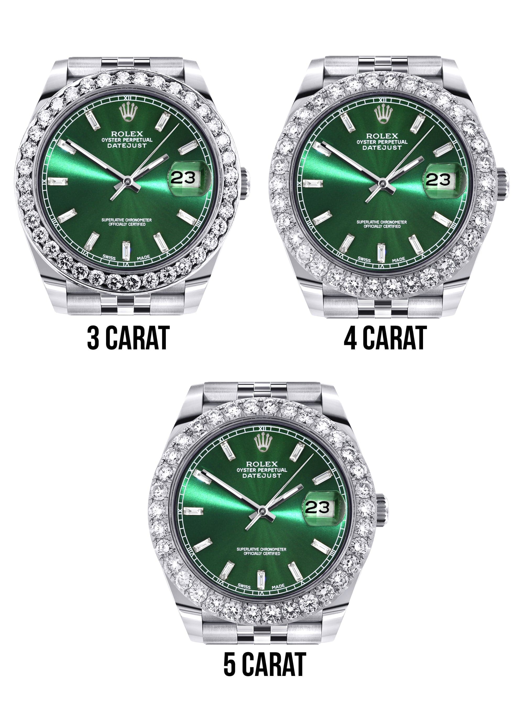 Rolex Datejust 41 Watch | 41 MM | Custom Green Baguette Diamond Dial | Jubilee Band - Image 4