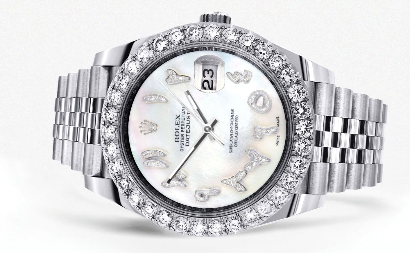 Rolex Datejust 41 Watch | 41 MM | Custom Mother of Pearl Arabic Diamond Dial | Jubilee Band - Image 2