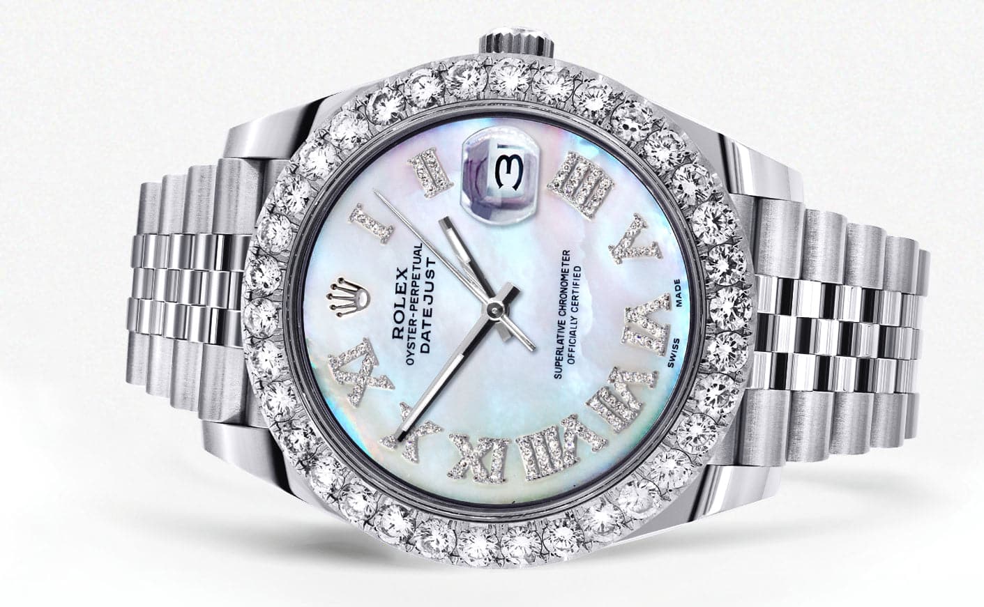 Rolex Datejust 41 Watch | 41 MM | Custom Mother of Pearl Roman Diamond Dial | Jubilee Band - Image 2