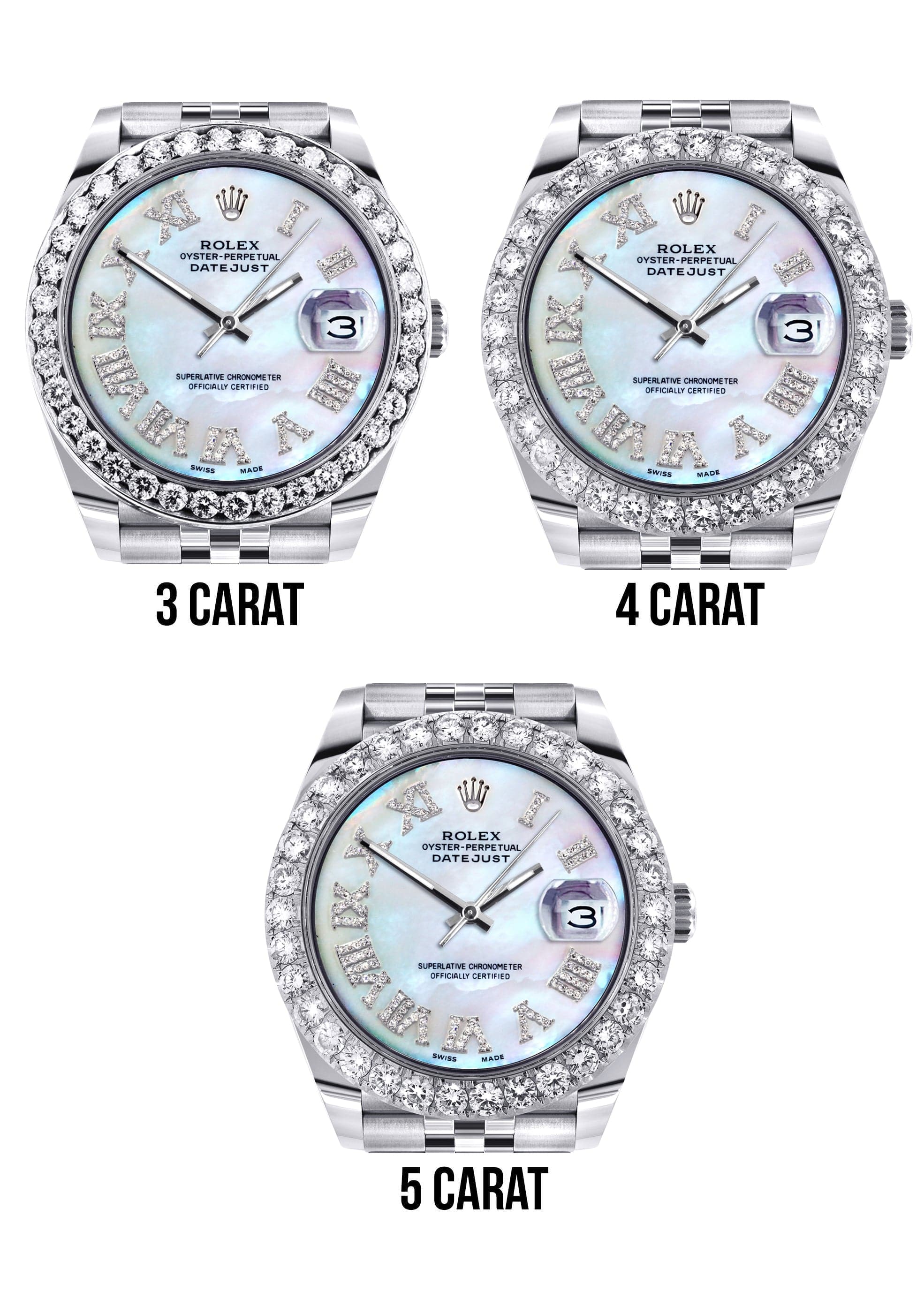 Rolex Datejust 41 Watch | 41 MM | Custom Mother of Pearl Roman Diamond Dial | Jubilee Band - Image 6