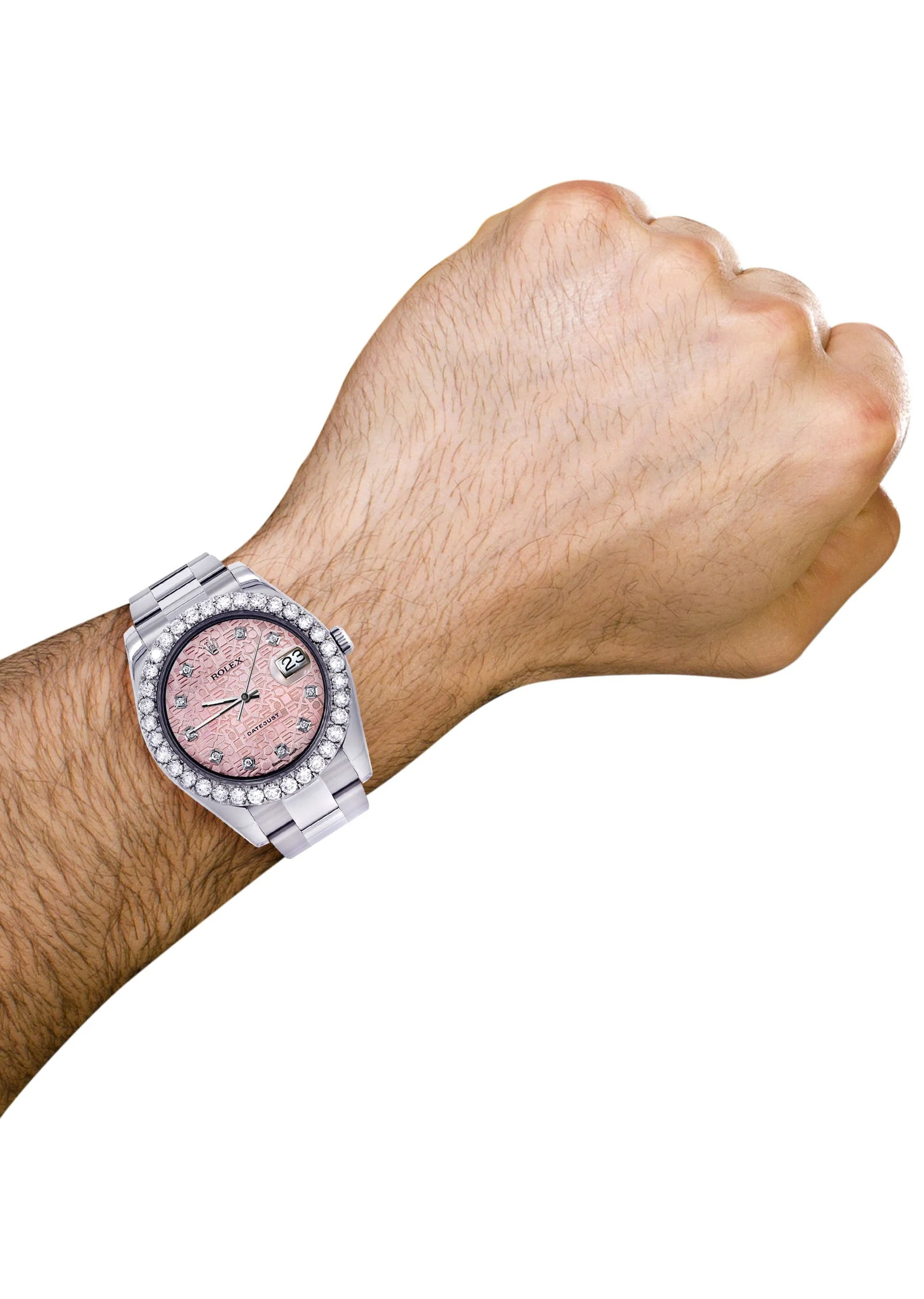 Rolex Datejust II Watch | 41 MM | Custom Pink Jubilee Diamond Dial | Oyster Band - Image 3