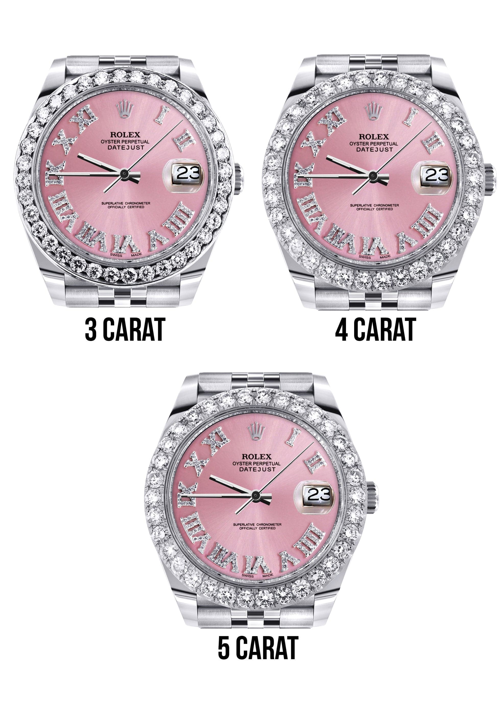 Rolex Datejust 41 Watch | 41 MM | Custom Pink Roman Diamond Dial | Jubilee Band - Image 4