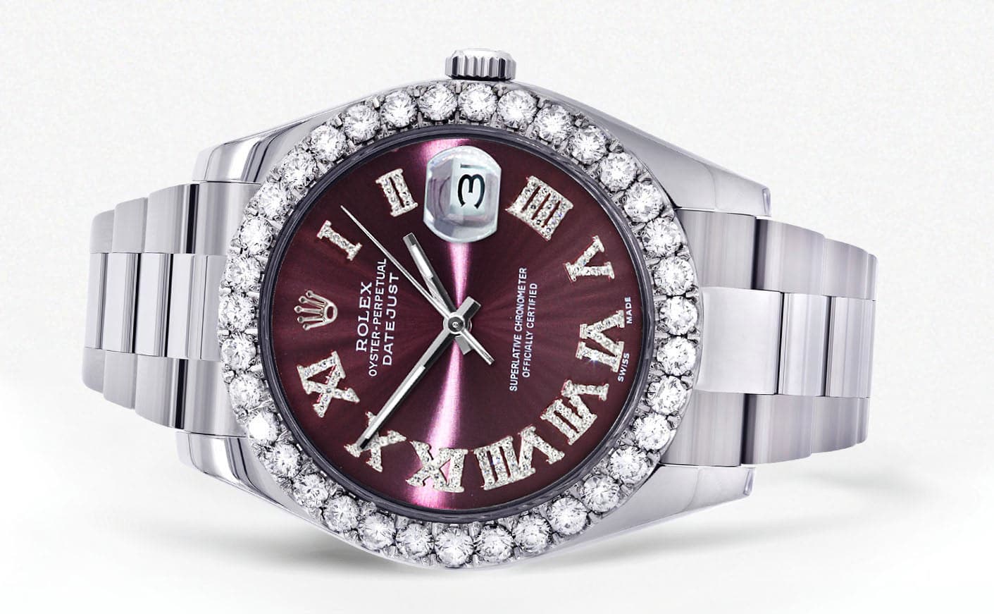 Rolex Datejust II Watch | 41 MM | Custom Purple Roman Dial | Oyster Band - Image 2