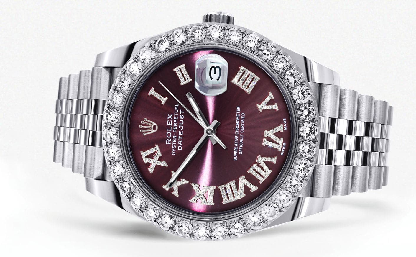 Rolex Datejust 41 Watch | 41 MM | Custom Purple Roman Diamond Dial | Jubilee Band - Image 2