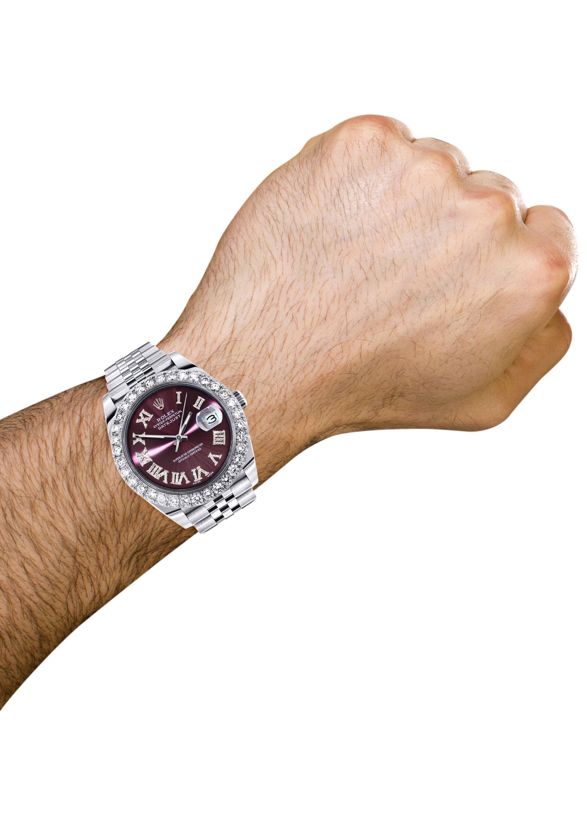 Rolex Datejust 41 Watch | 41 MM | Custom Purple Roman Diamond Dial | Jubilee Band - Image 3