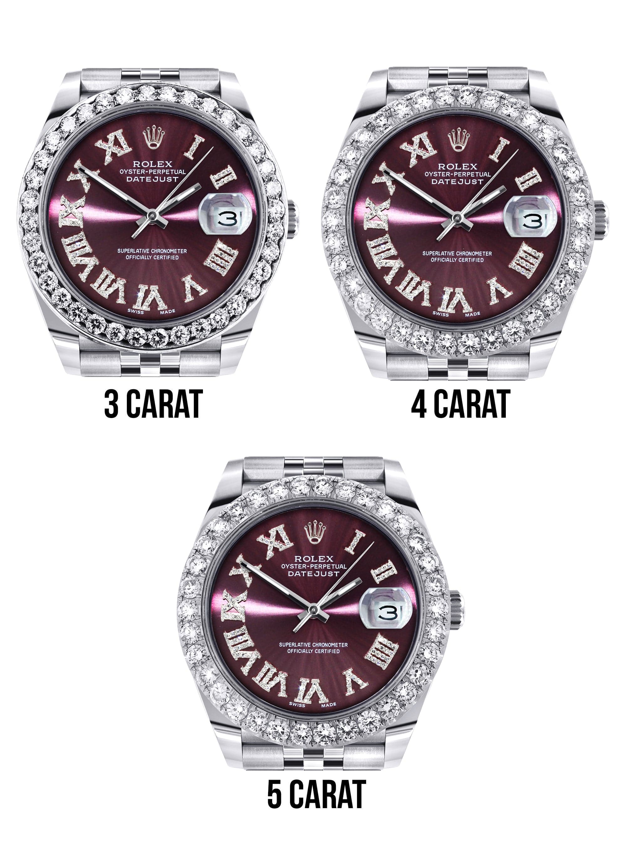 Rolex Datejust 41 Watch | 41 MM | Custom Purple Roman Diamond Dial | Jubilee Band - Image 4