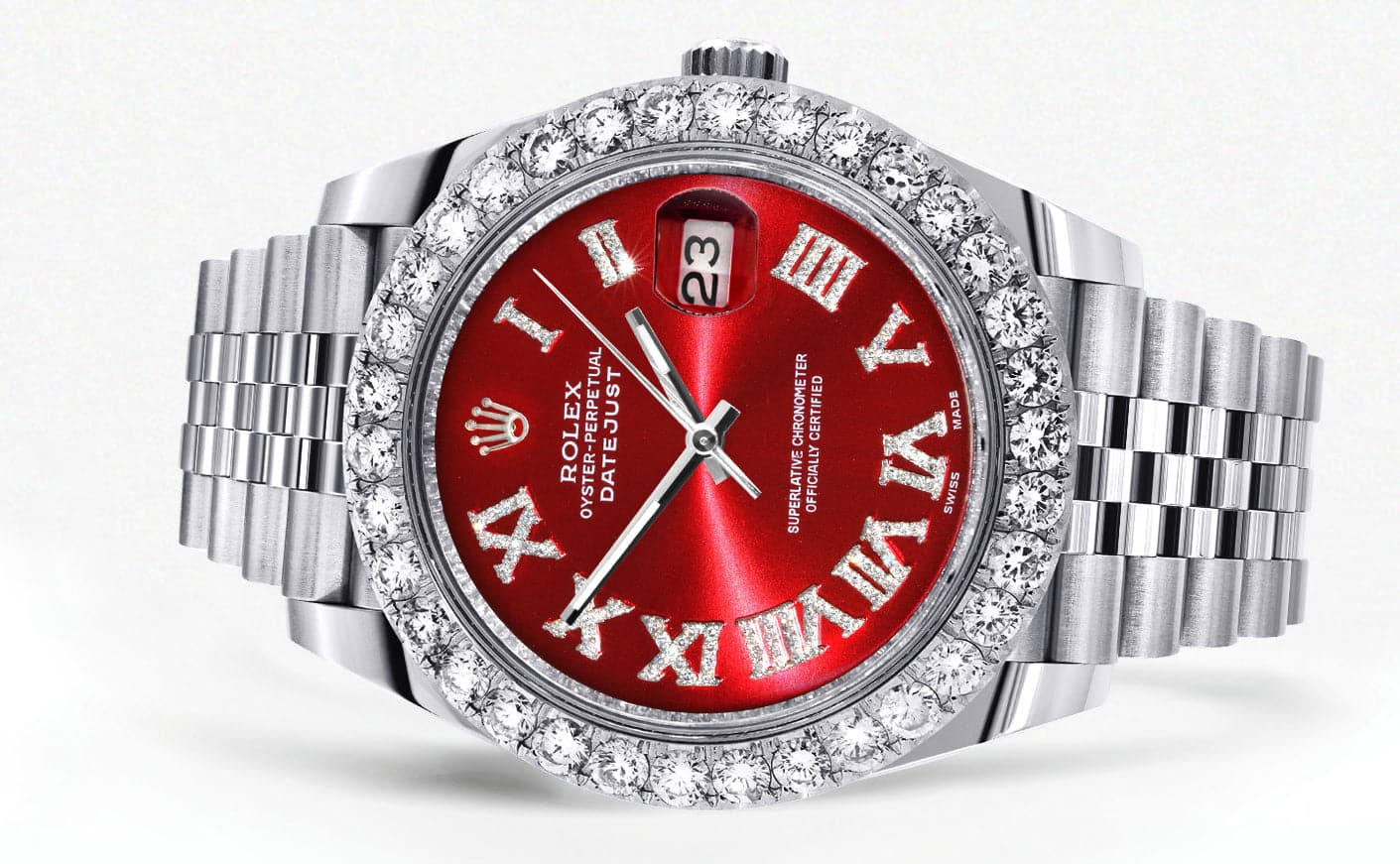 Rolex Datejust 41 Watch | 41 MM | Custom Red Roman Diamond Dial | Jubilee Band - Image 2