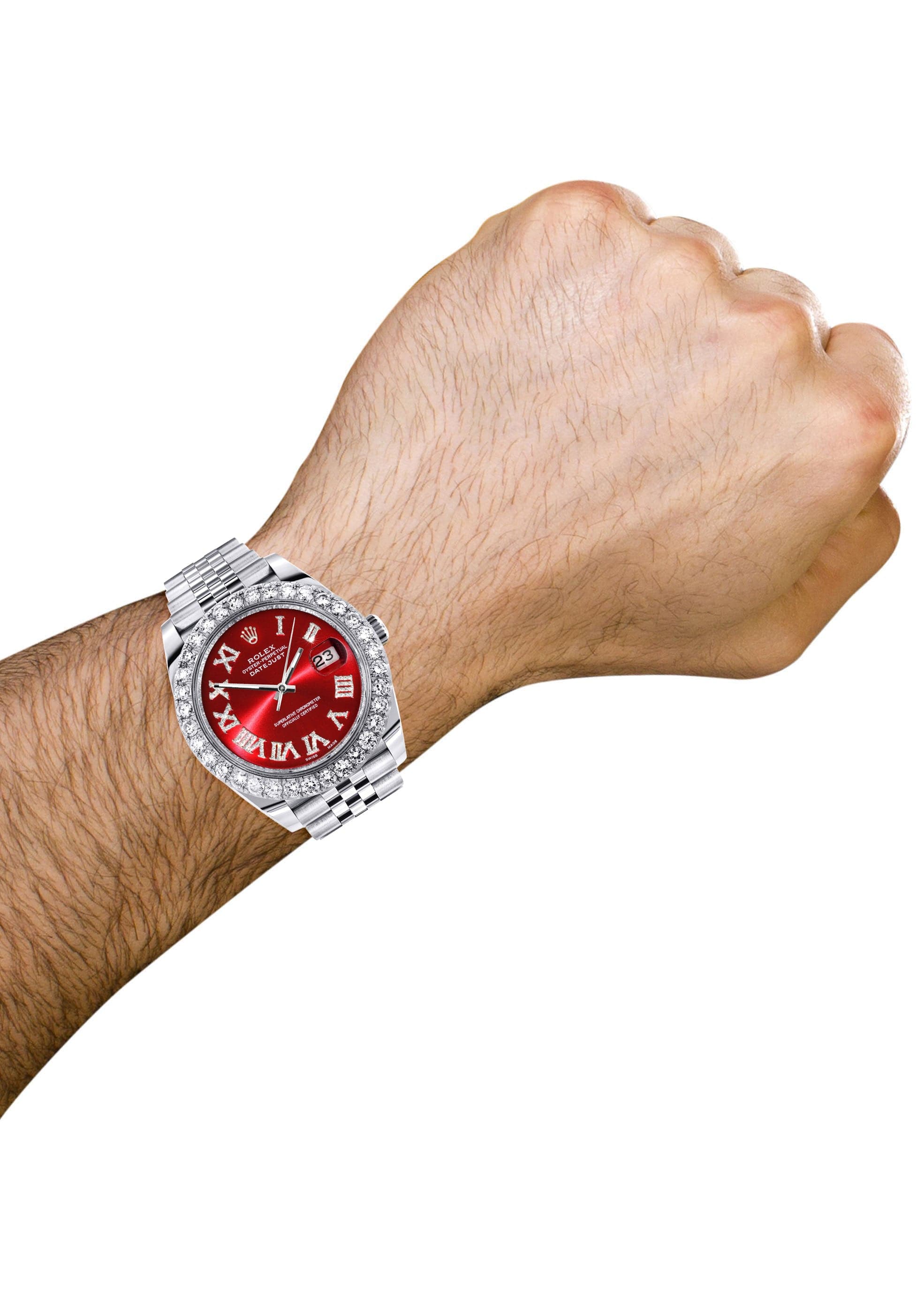 Rolex Datejust 41 Watch | 41 MM | Custom Red Roman Diamond Dial | Jubilee Band - Image 3