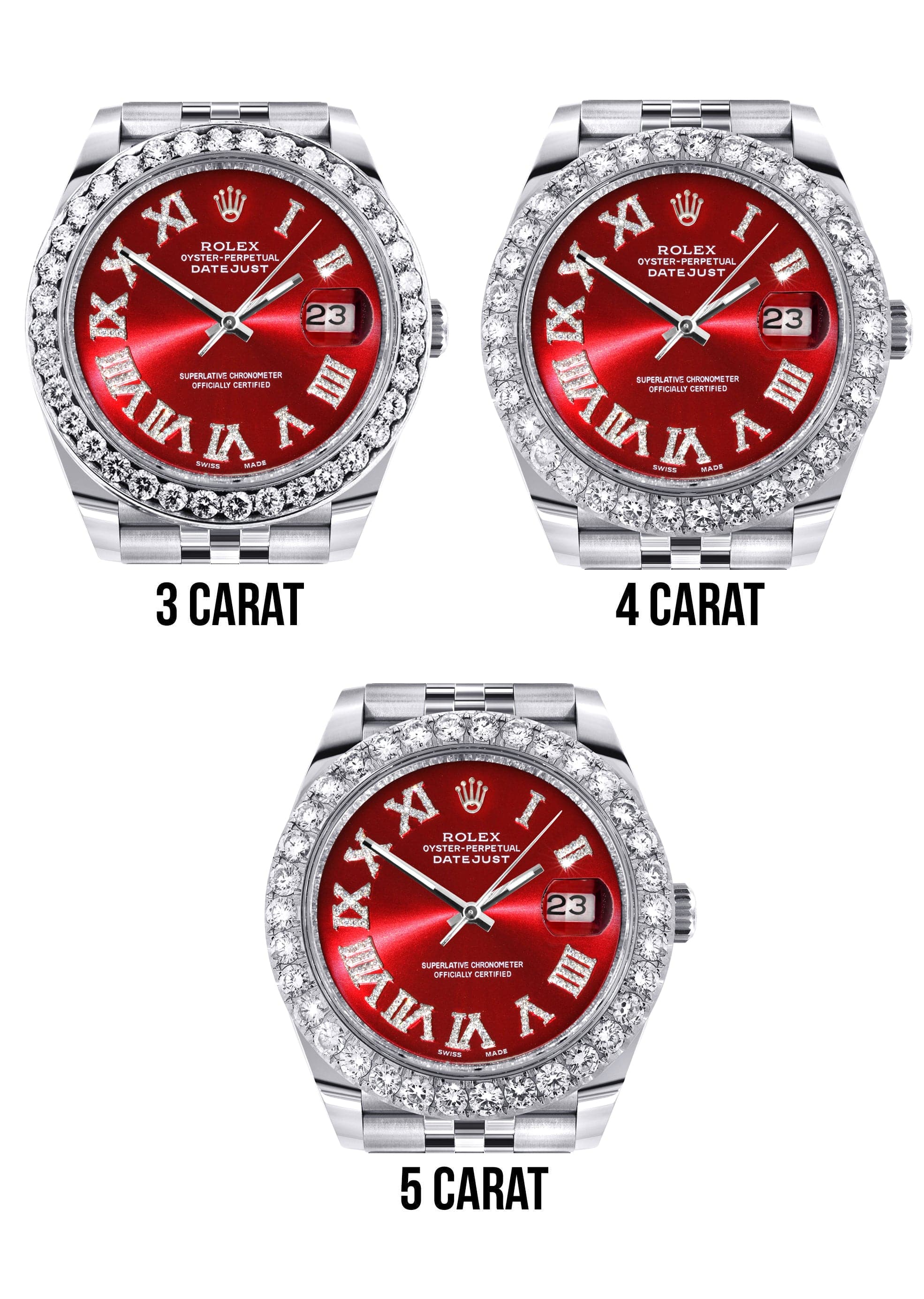 Rolex Datejust 41 Watch | 41 MM | Custom Red Roman Diamond Dial | Jubilee Band - Image 4