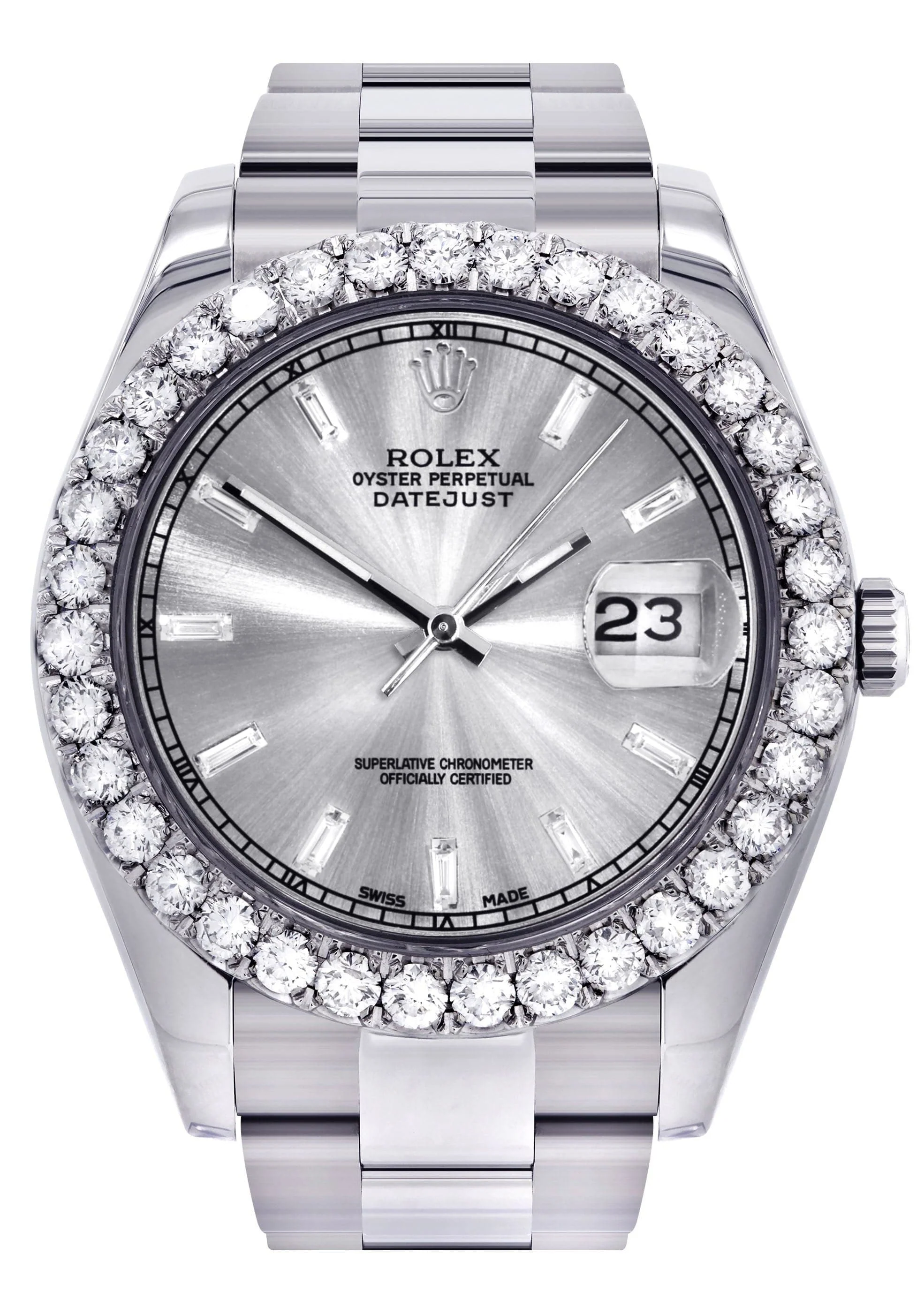 Rolex Datejust II Watch | 41 MM | Custom Silver Diamond Dial | Oyster Band