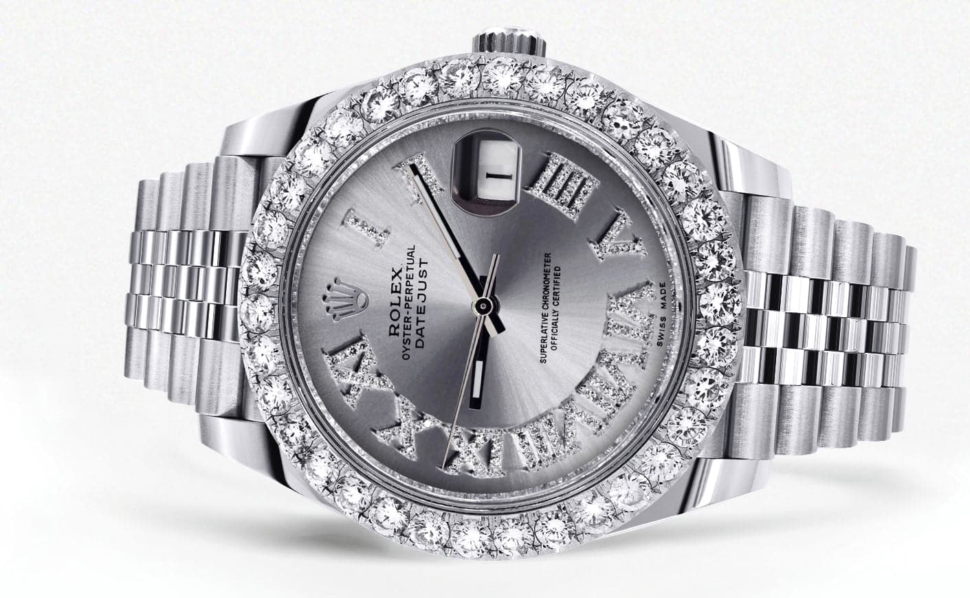 Rolex Datejust 41 Watch | 41 MM | Custom Silver Roman Diamond Dial | Jubilee Band - Image 2