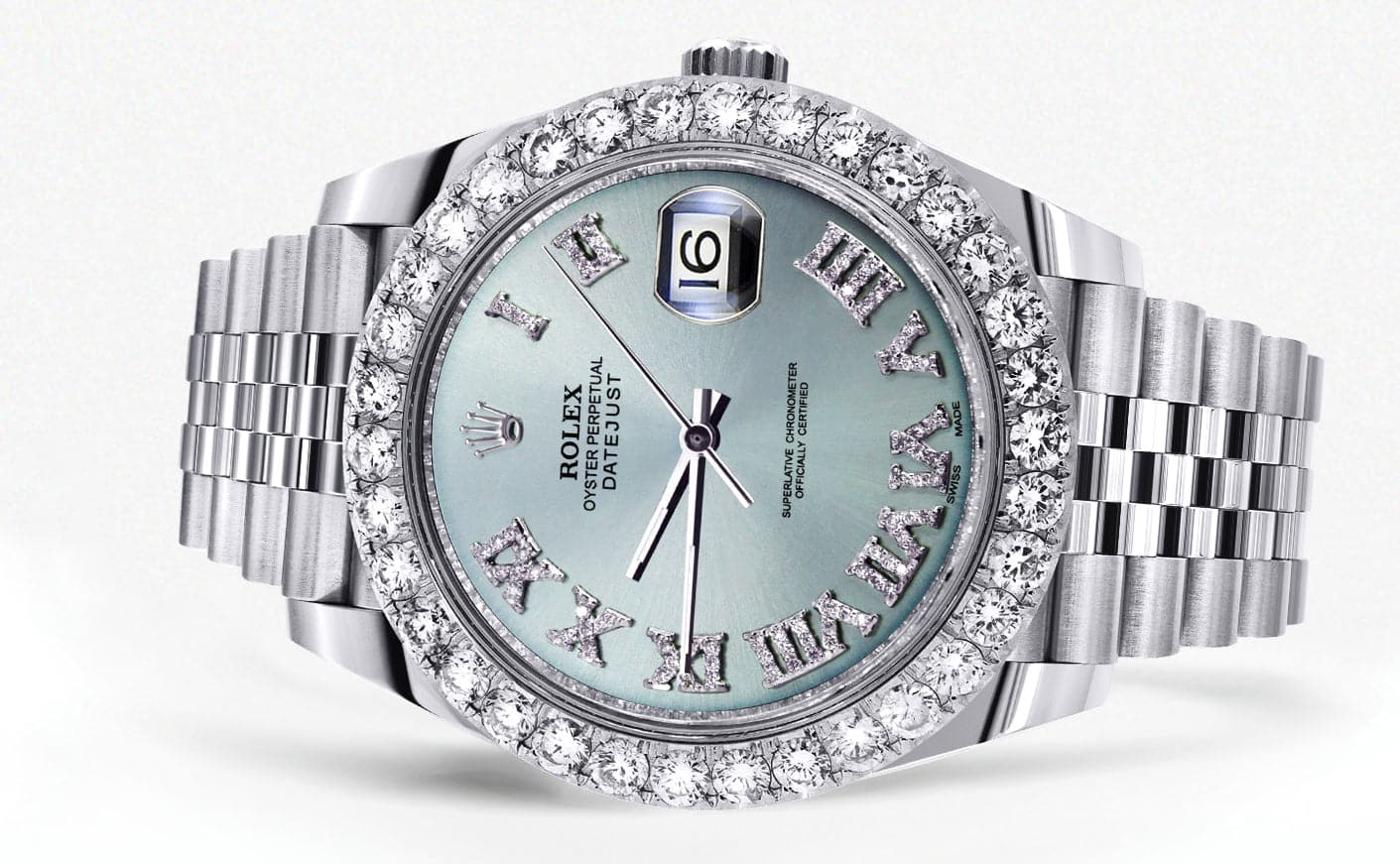 Rolex Datejust 41 Watch | 41 MM | Custom Turquoise Roman Diamond Dial | Jubilee Band - Image 2