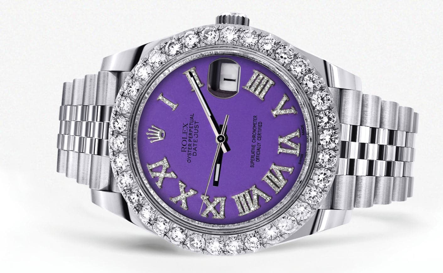 Rolex Datejust 41 Watch | 41 MM | Custom Violet Roman Diamond Dial | Jubilee Band - Image 2