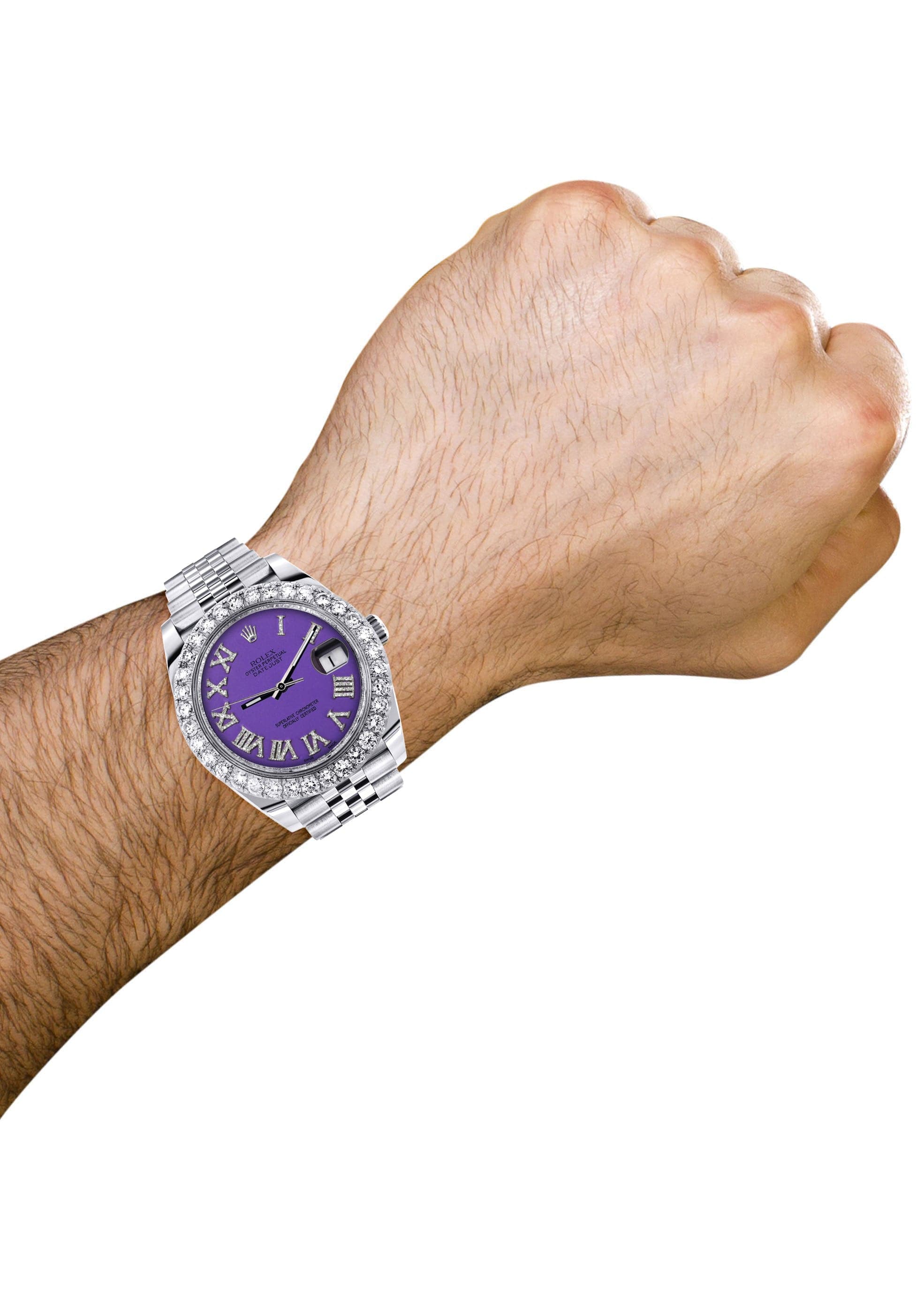 Rolex Datejust 41 Watch | 41 MM | Custom Violet Roman Diamond Dial | Jubilee Band - Image 3