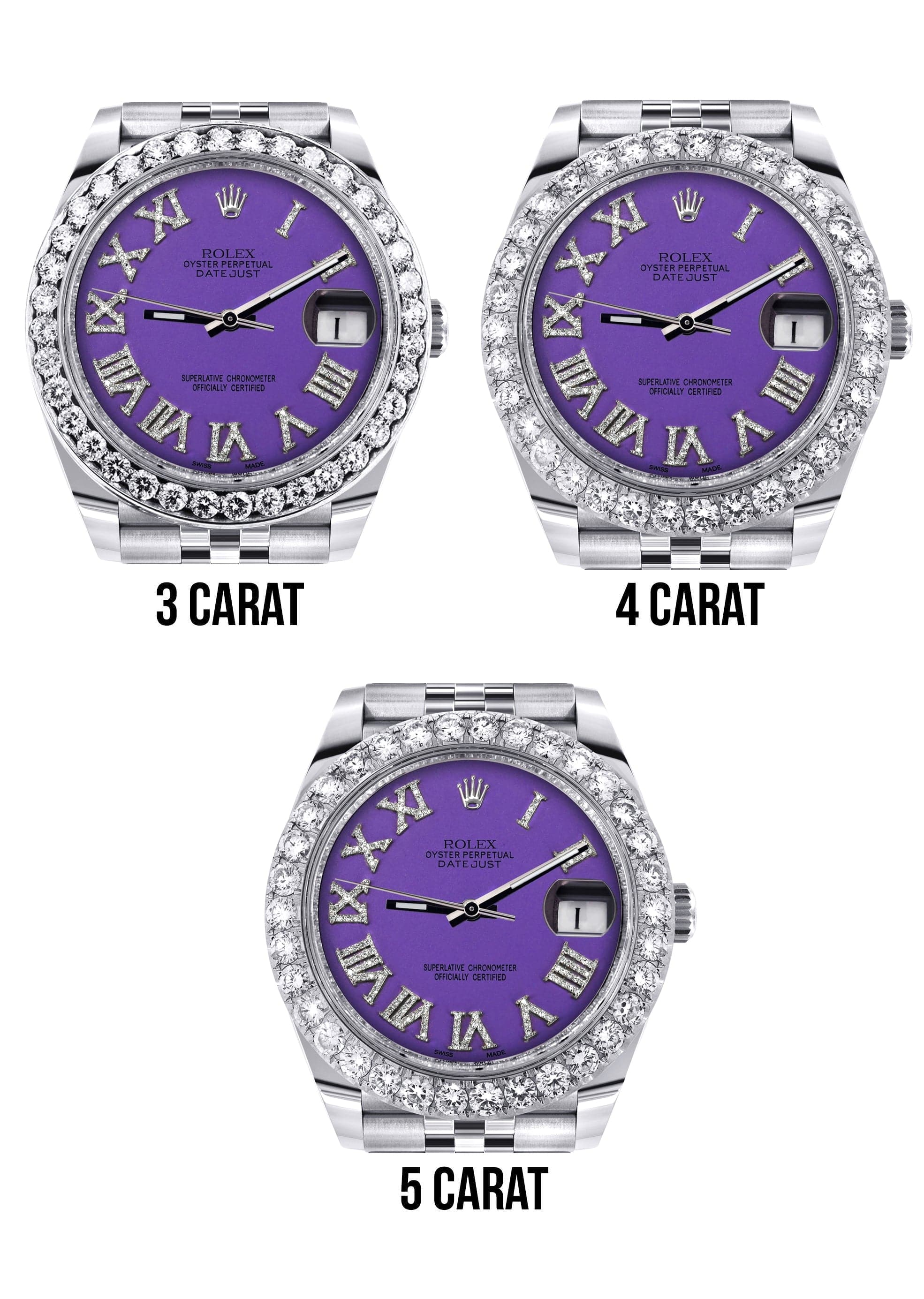 Rolex Datejust 41 Watch | 41 MM | Custom Violet Roman Diamond Dial | Jubilee Band - Image 4