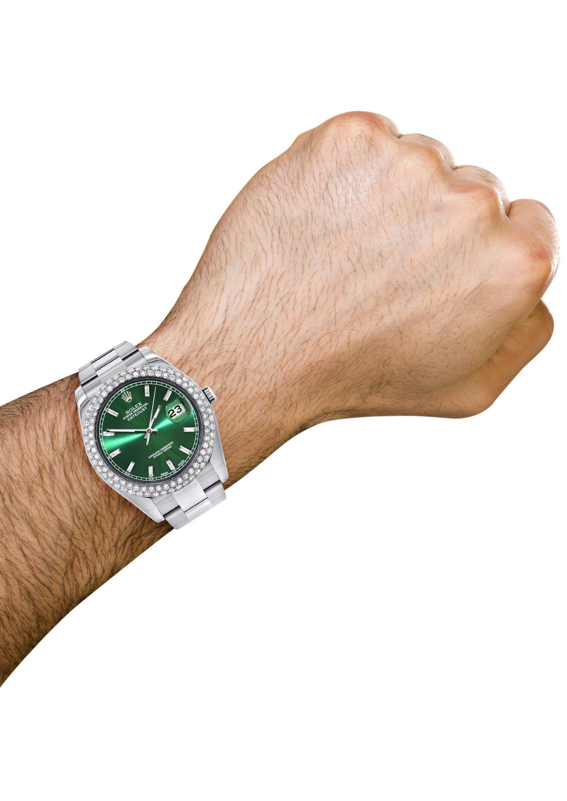 Rolex Datejust II Watch | 41 MM | Green Dial | Two Row | Oyster Band - Image 3